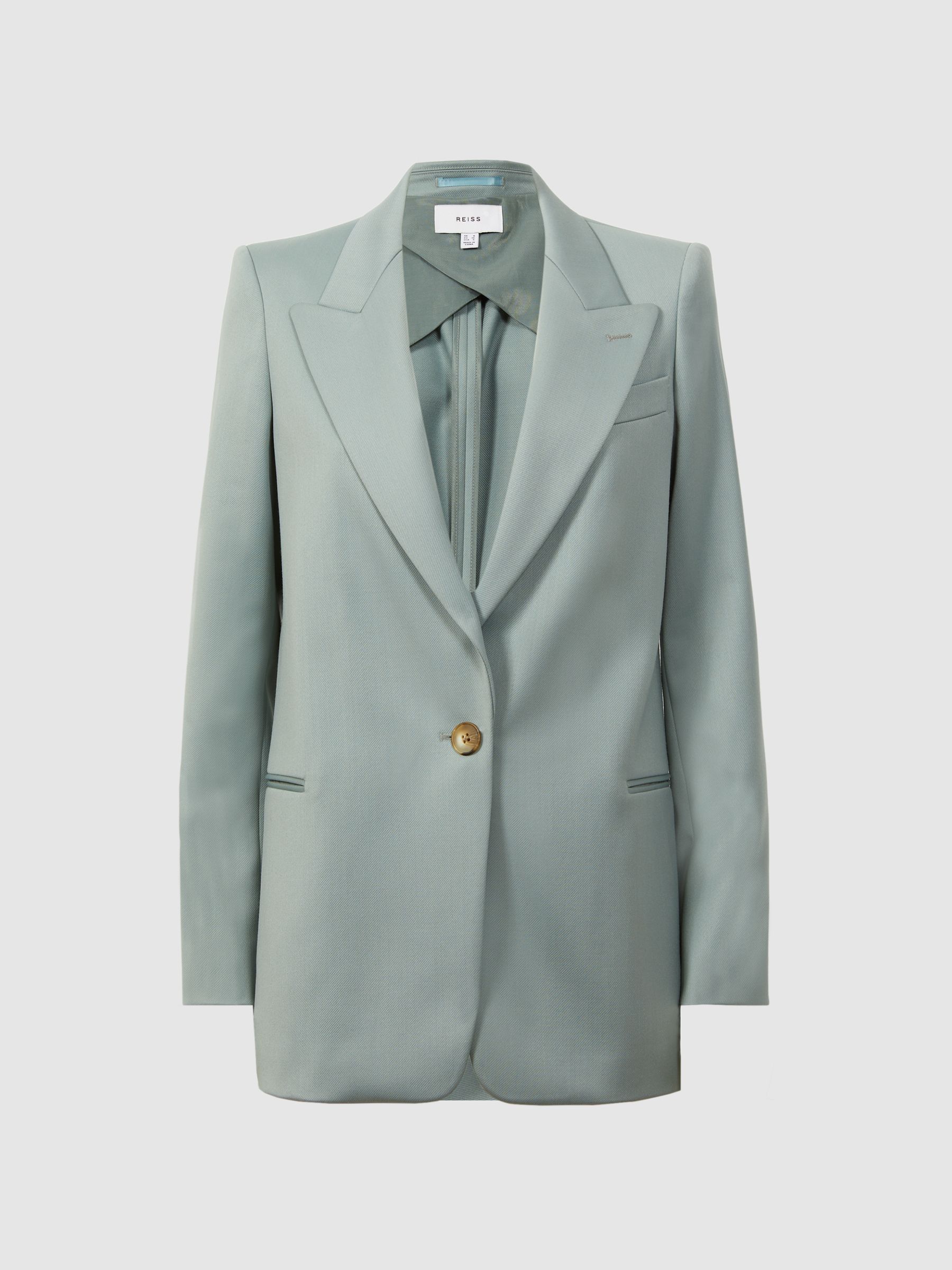 Wool Blend Single Breasted Blazer in Green - Image 2 of 6