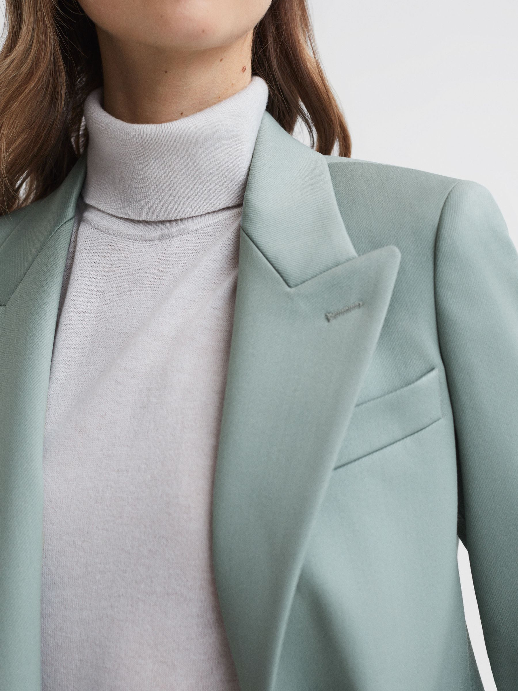 Wool Blend Single Breasted Blazer in Green - Image 4 of 6