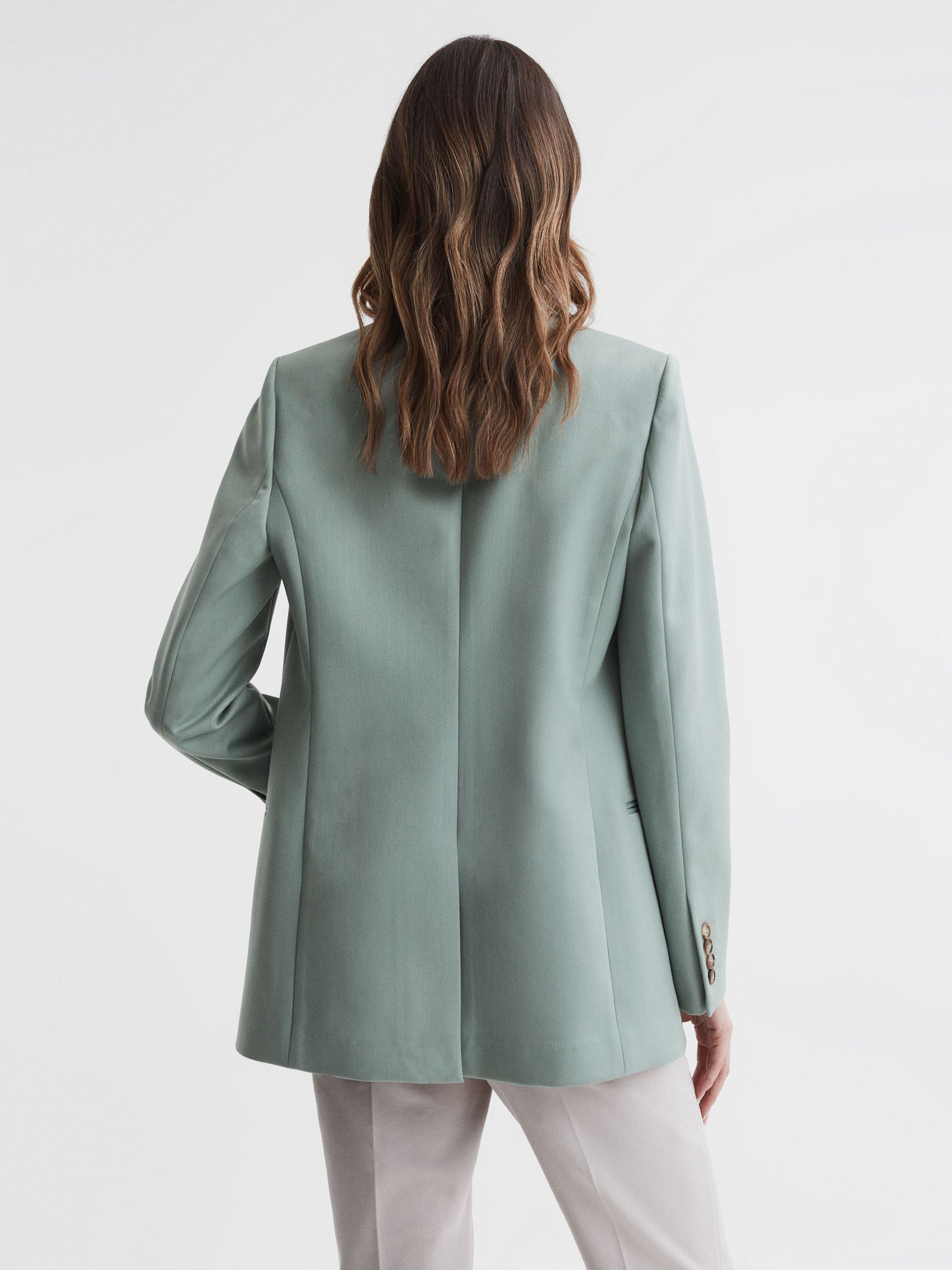 Wool Blend Single Breasted Blazer in Green - Image 5 of 6