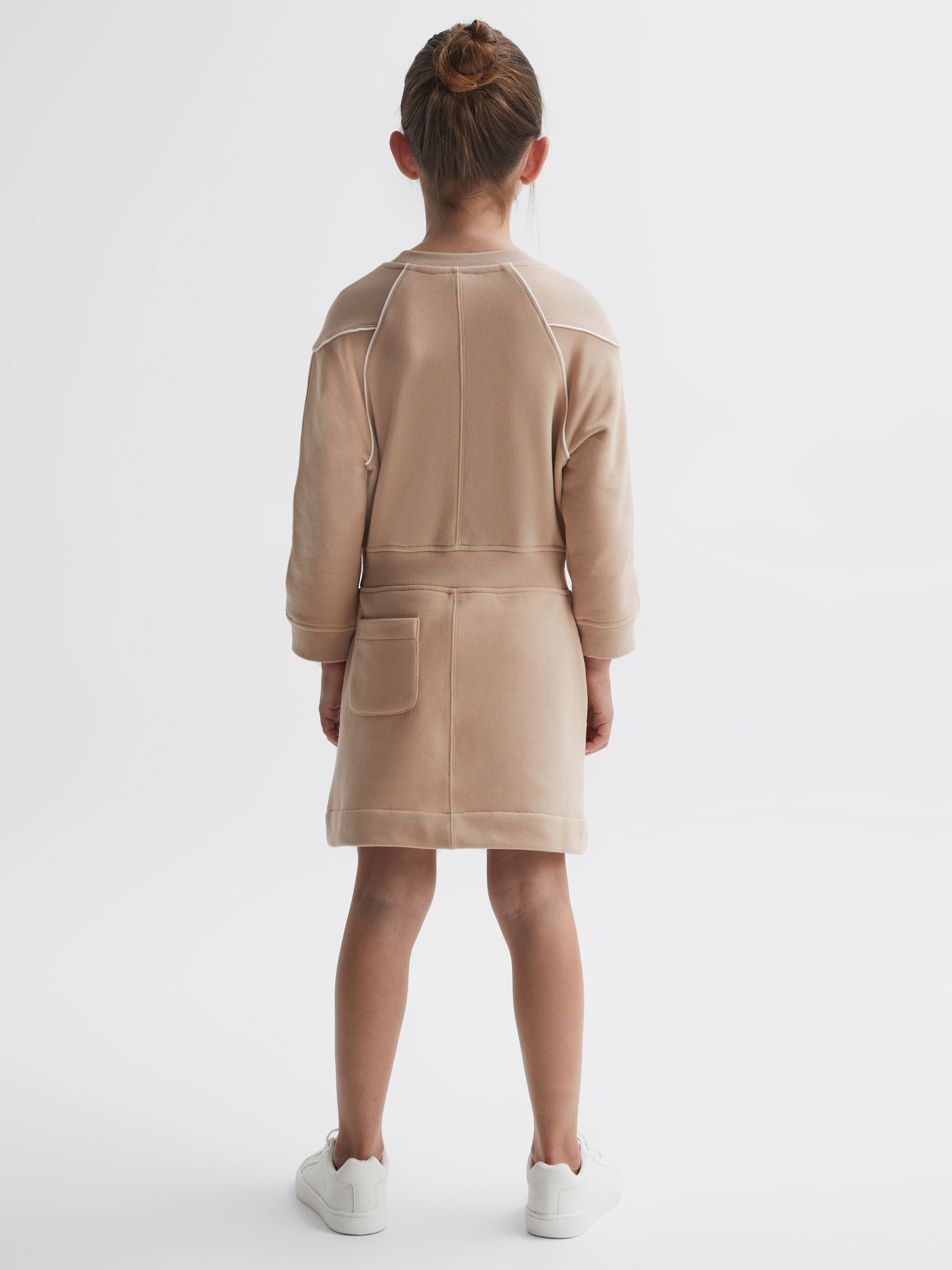 9-14 yrs Embroidered Jersey Dress in Camel - Image 4 of 5