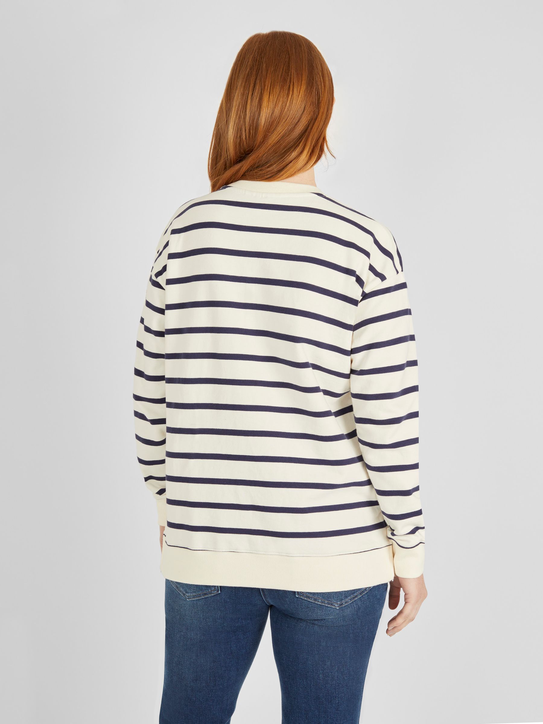Cream & Navy Blue Stripe Maternity & Nursing Sweatshirt - Image 2 of 5