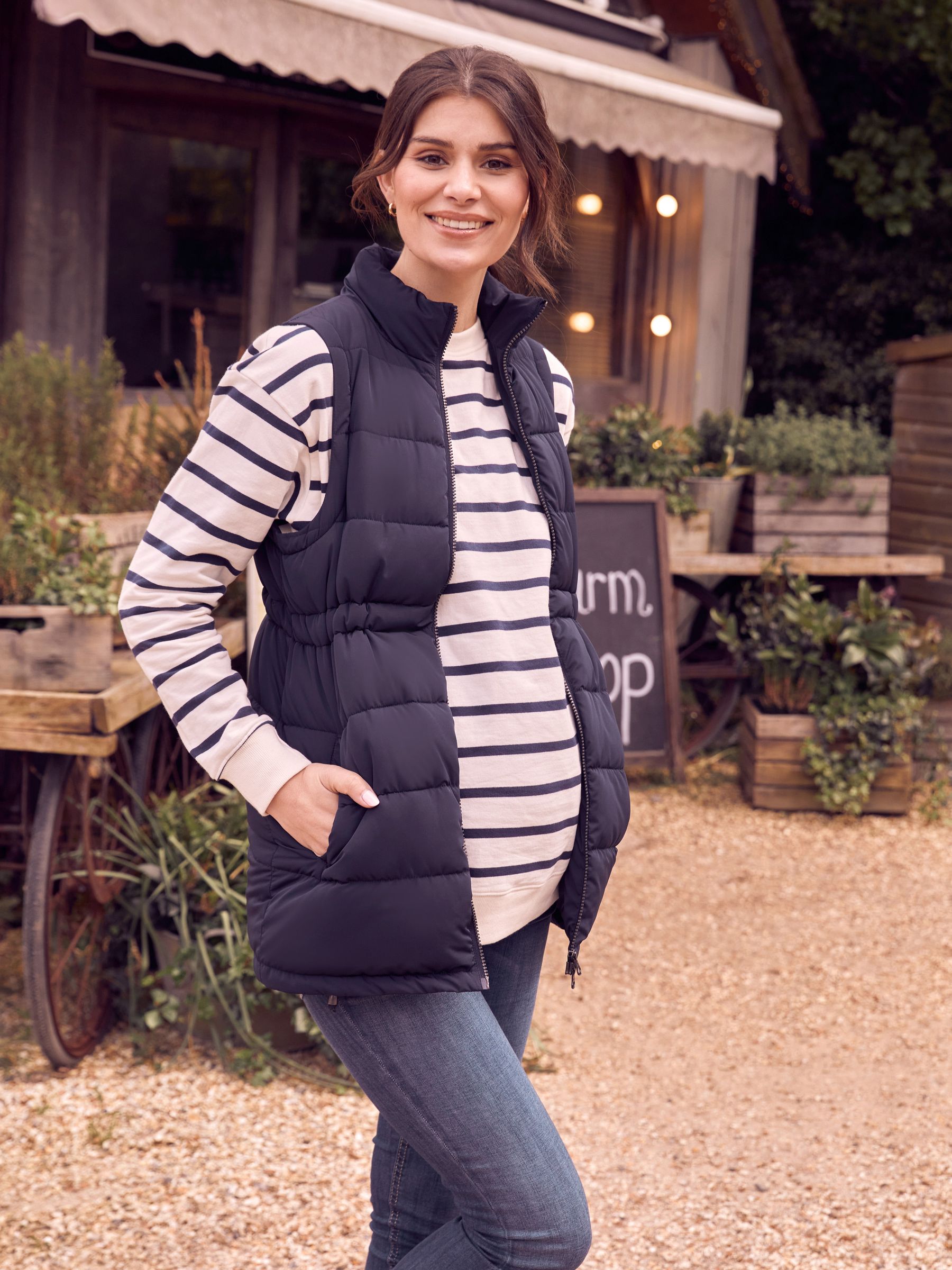 Cream & Navy Blue Stripe Maternity & Nursing Sweatshirt - Image 5 of 5
