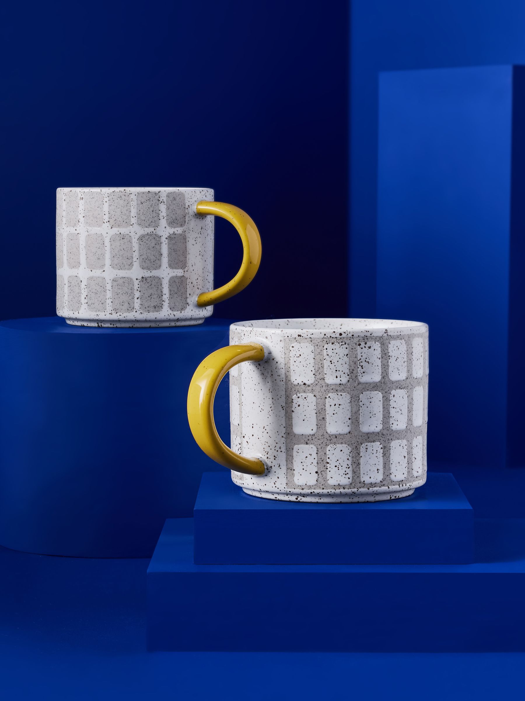 Set of 2 Joss Mugs in Natural/White/Yellow - Image 1 of 4