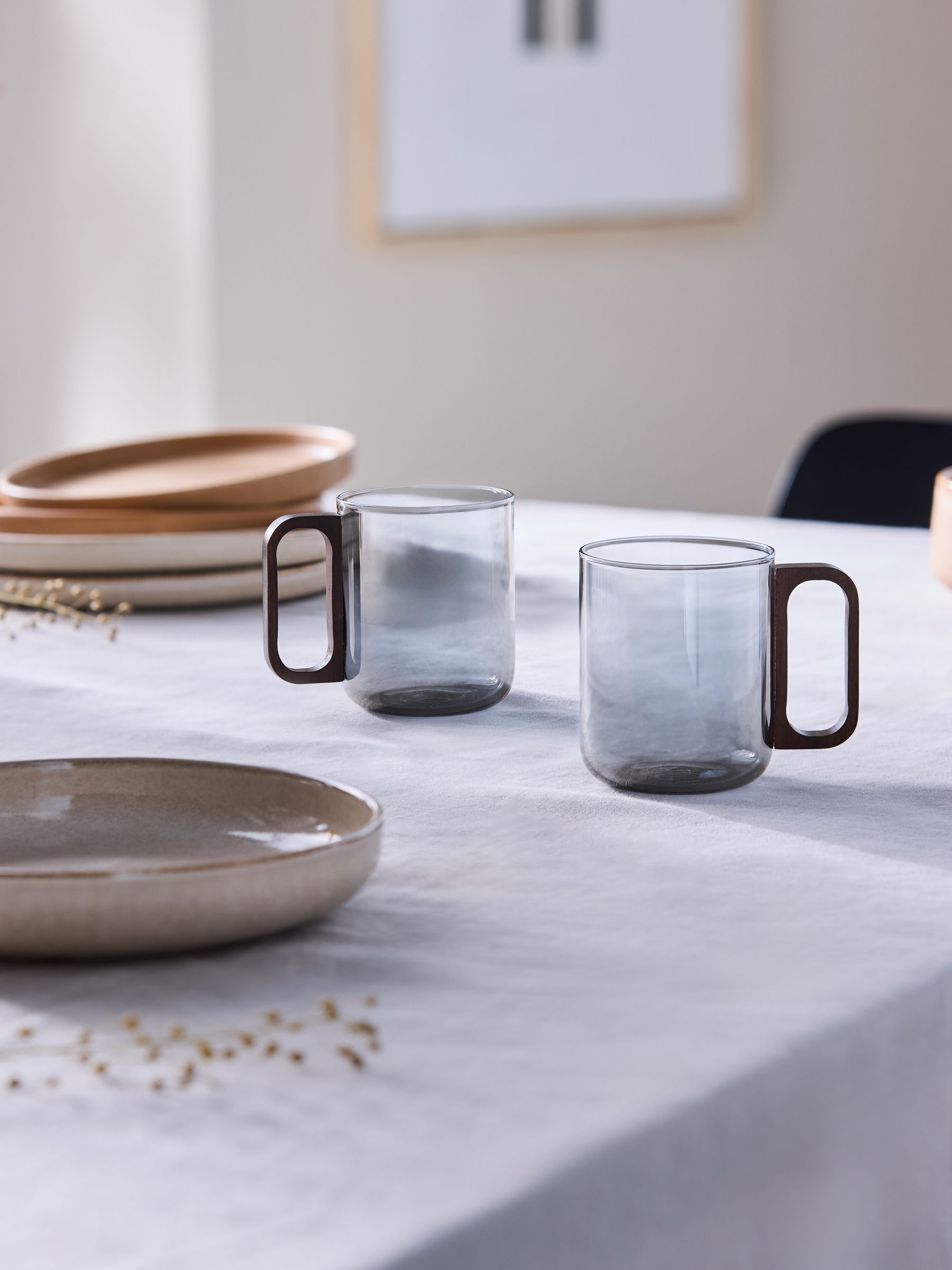 Set of 2 Declan Glass Mugs in Smoke - Image 1 of 4