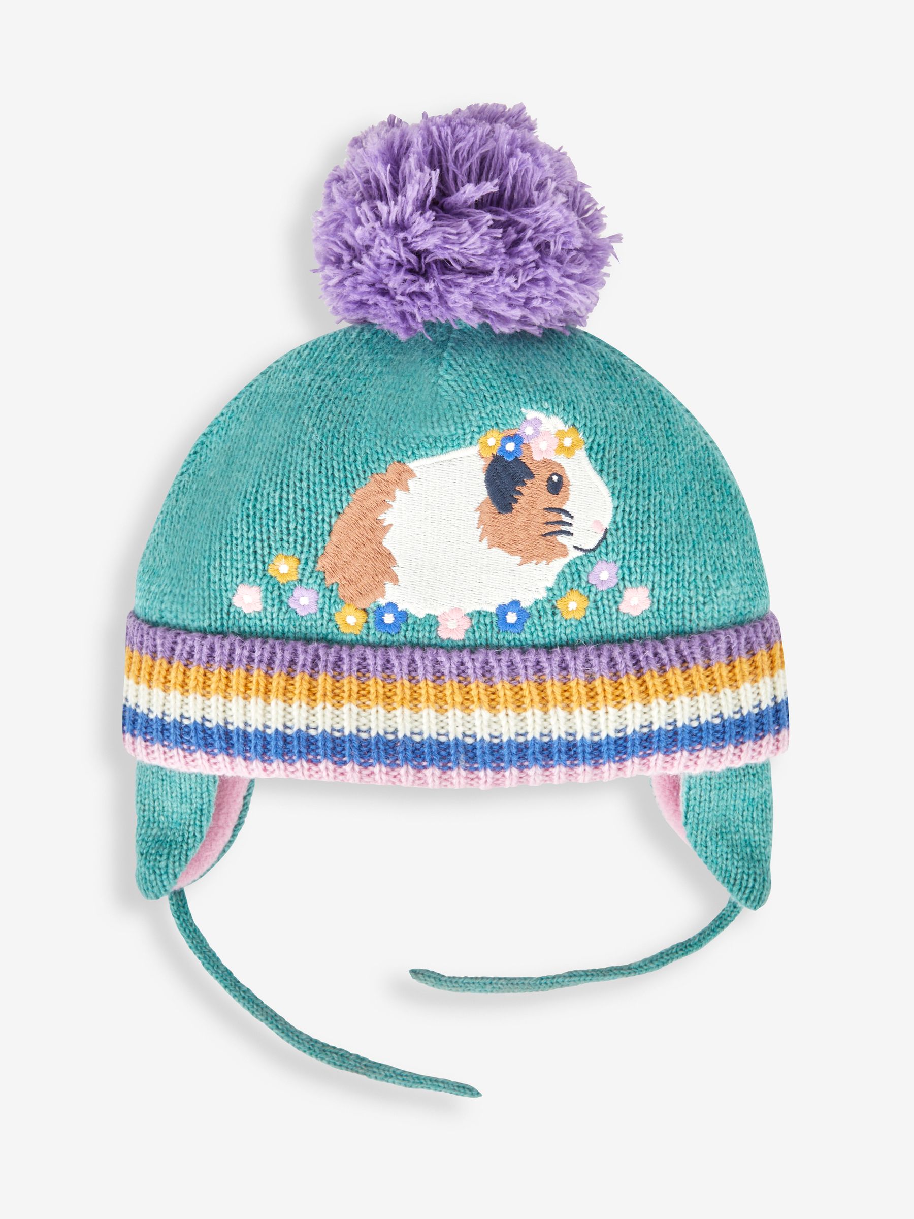 Green Girls' Guinea Pig Embroidered Hat - Image 1 of 2