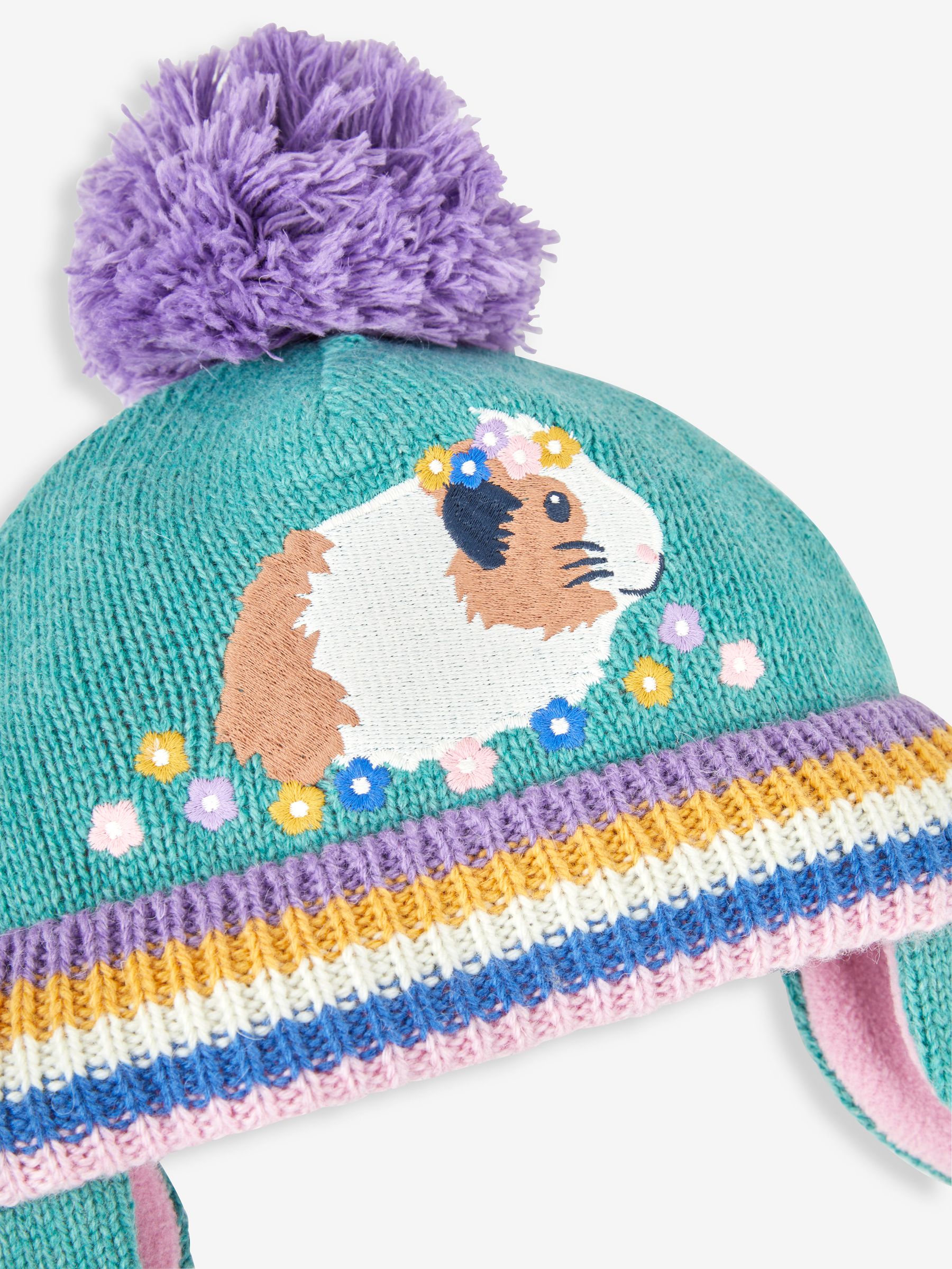 Green Girls' Guinea Pig Embroidered Hat - Image 2 of 2
