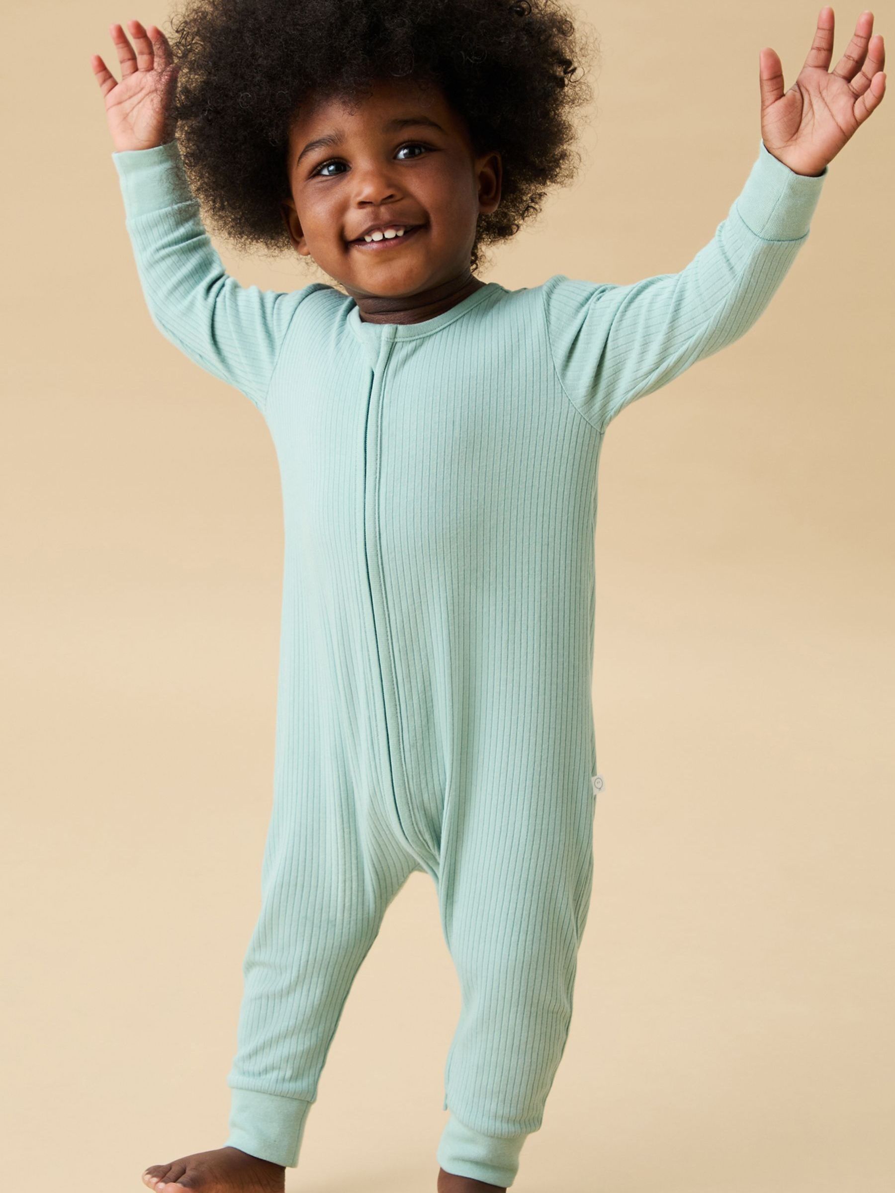 MORI Mint Green Stretch Supersoft 2 Way Zip Sleepsuit - Image 1 of 4