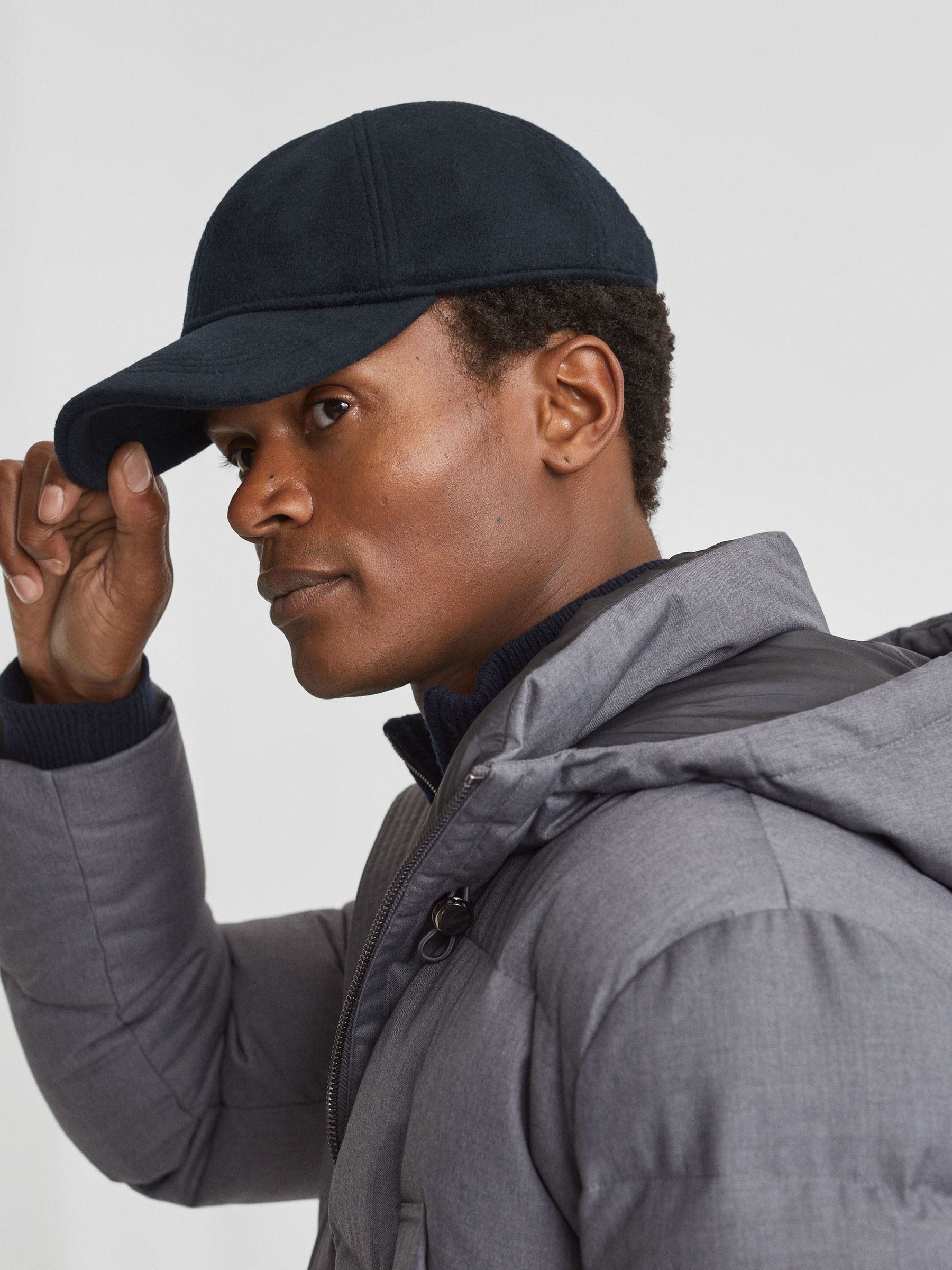 Wool Blend Baseball Cap in Navy - Image 2 of 4