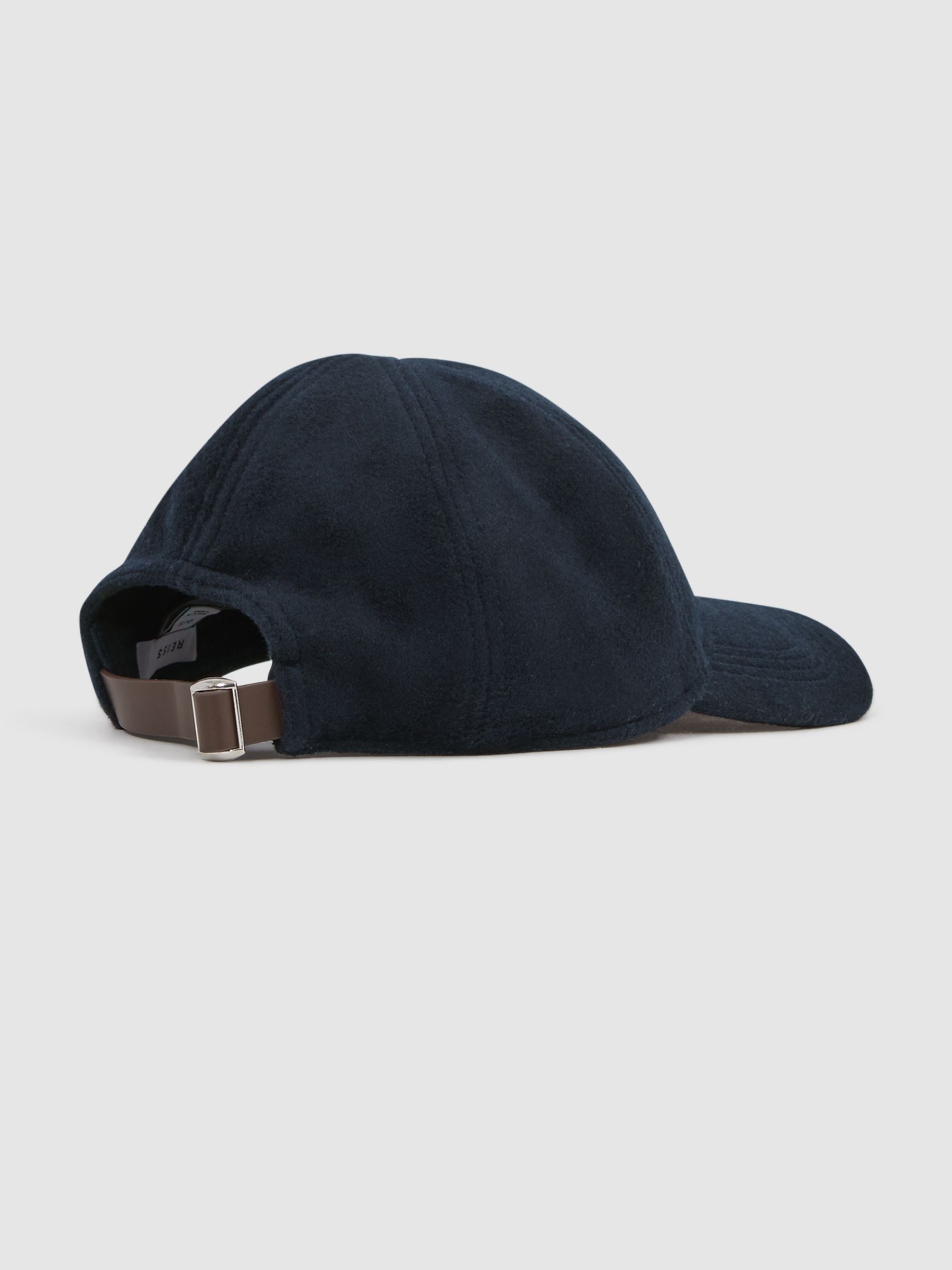Wool Blend Baseball Cap in Navy - Image 3 of 4