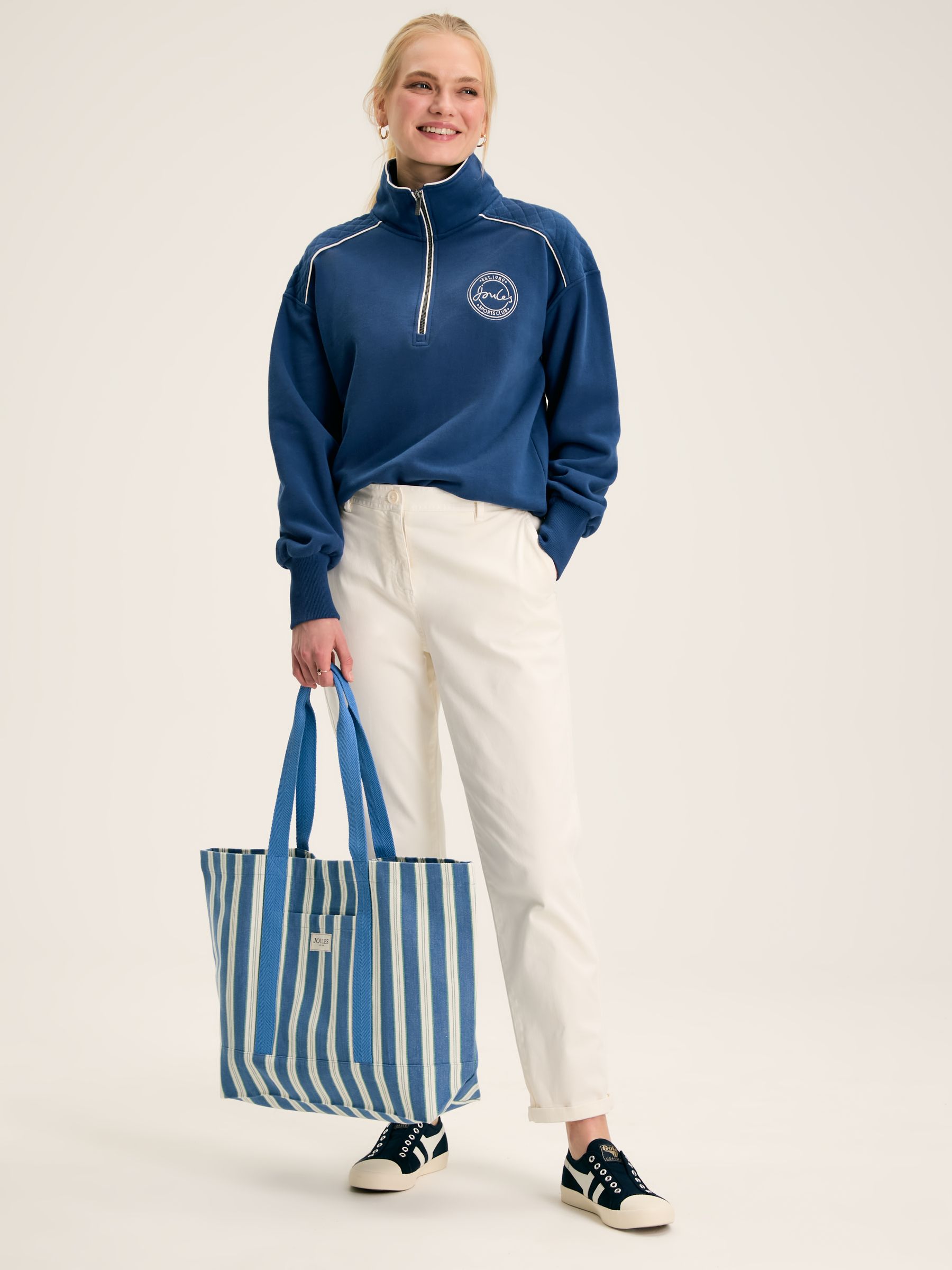 Racquet Blue Cotton Quarter Zip Sweatshirt - Image 6 of 10