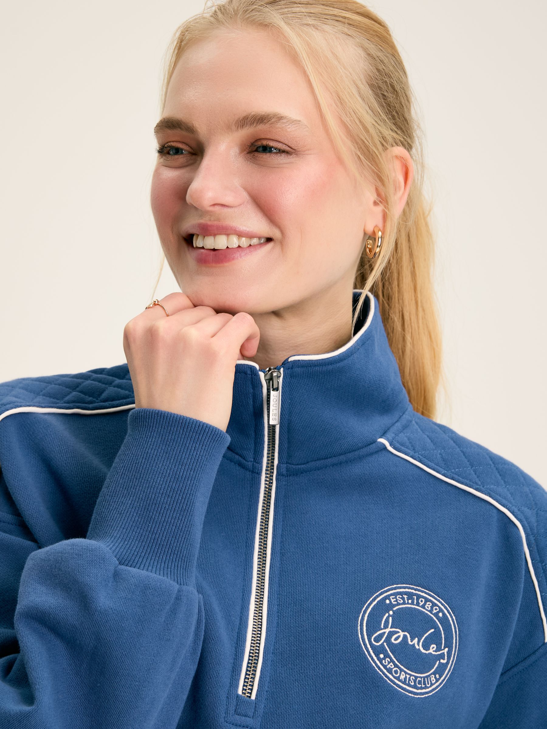 Racquet Blue Cotton Quarter Zip Sweatshirt - Image 7 of 10
