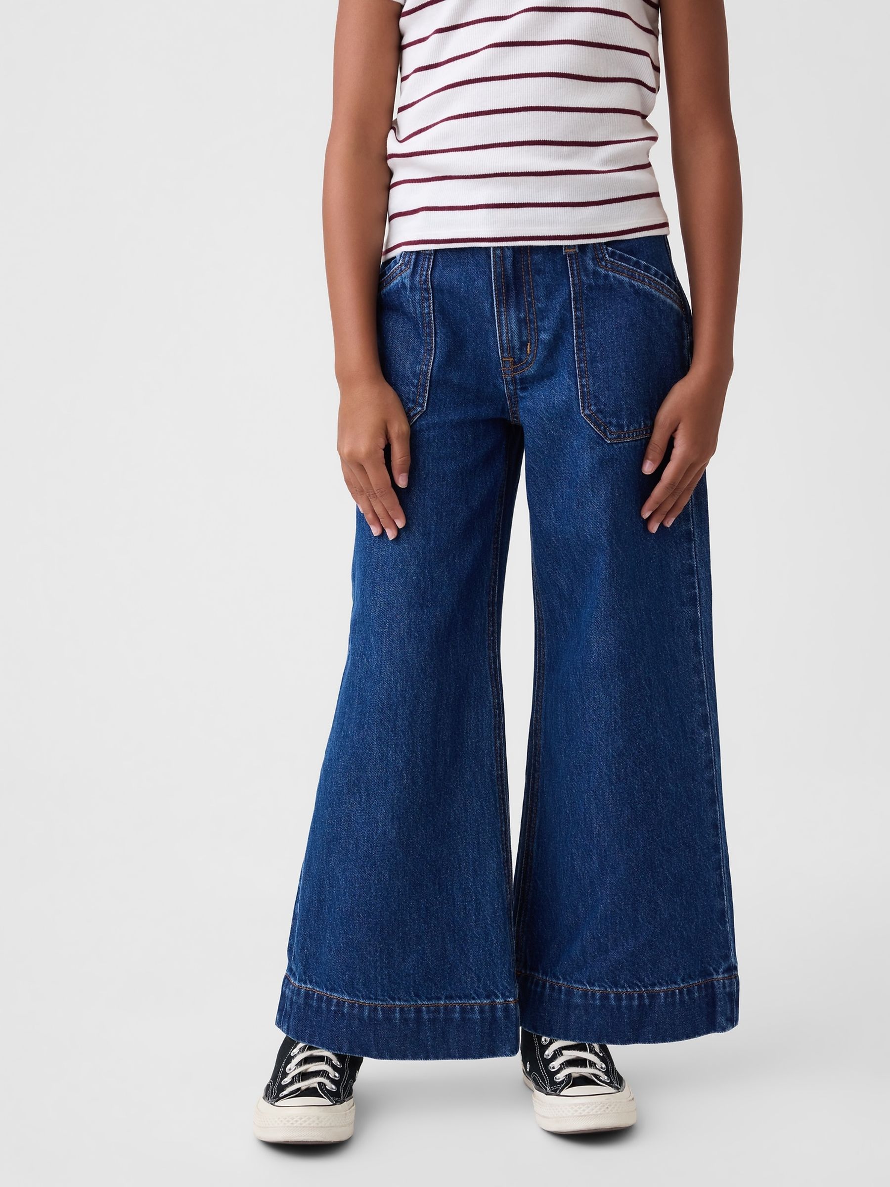 Medium Wash High Rise Stride Wide-Leg Ankle Jeans - Image 1 of 5