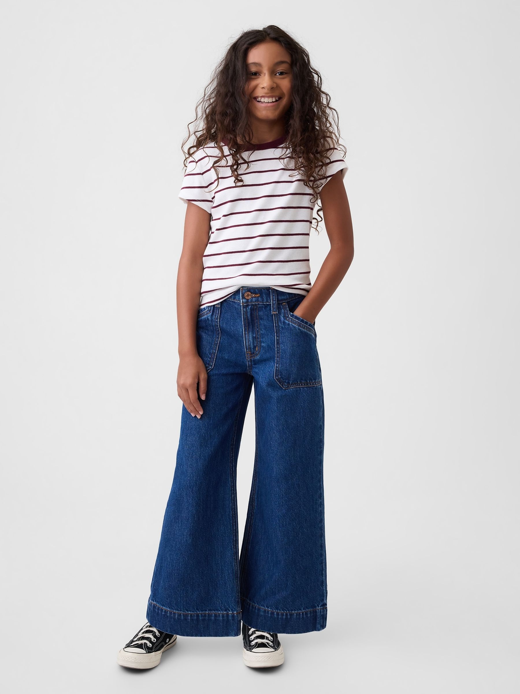 Medium Wash High Rise Stride Wide-Leg Ankle Jeans - Image 3 of 5