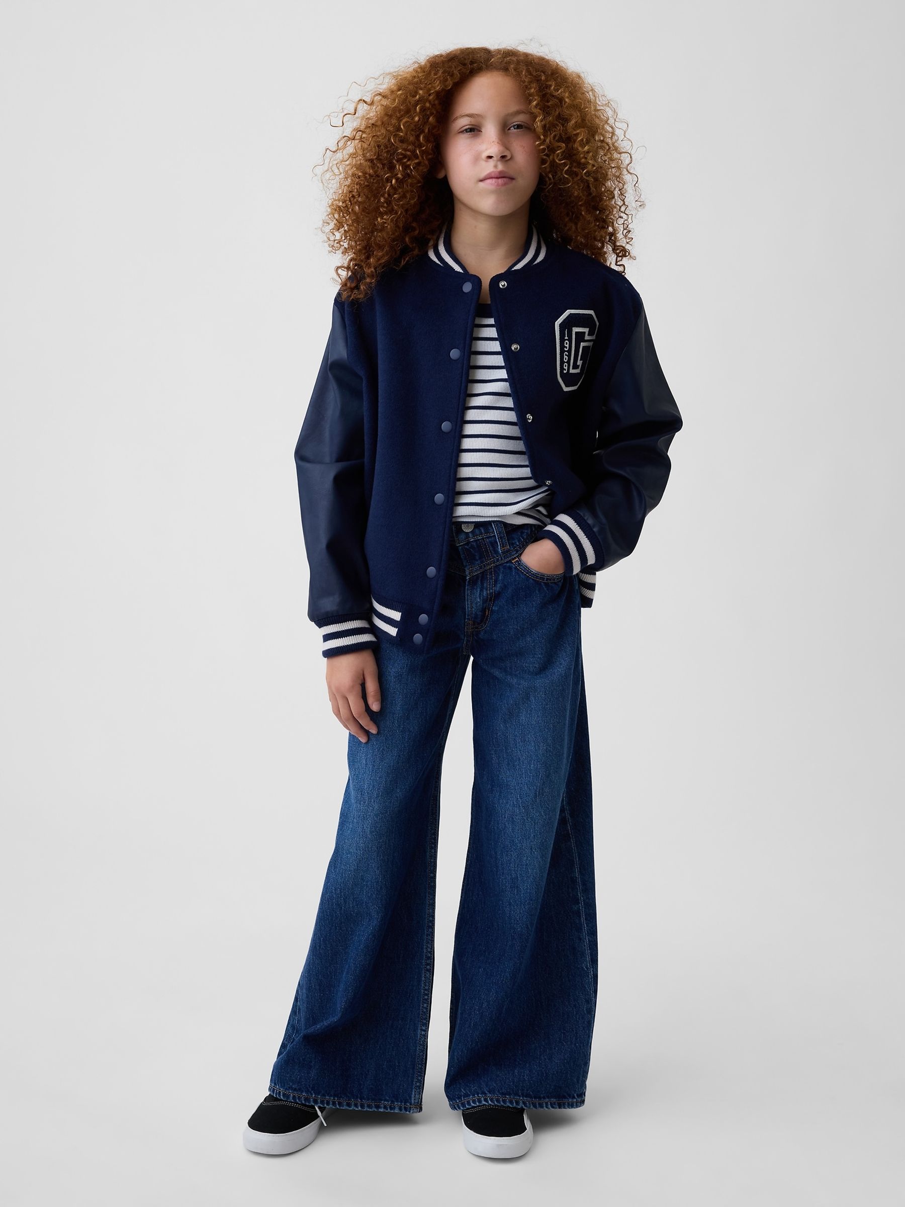 Dark Wash Yoke Front Low Rise Embroidered I Heart NY Baggy Jeans - Image 4 of 5