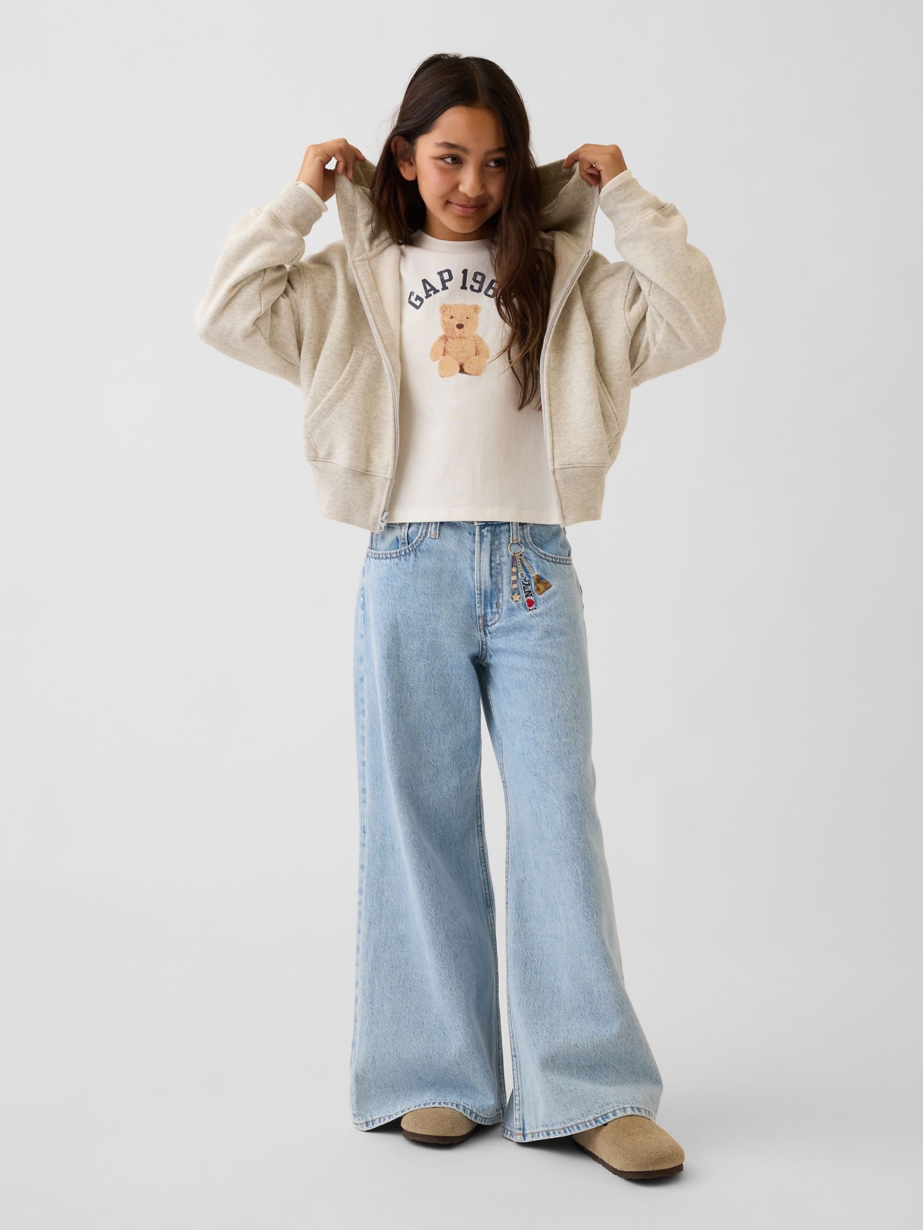 Light Wash Keychain Low Rise Embroidered I Heart NY Baggy Jeans - Image 4 of 6