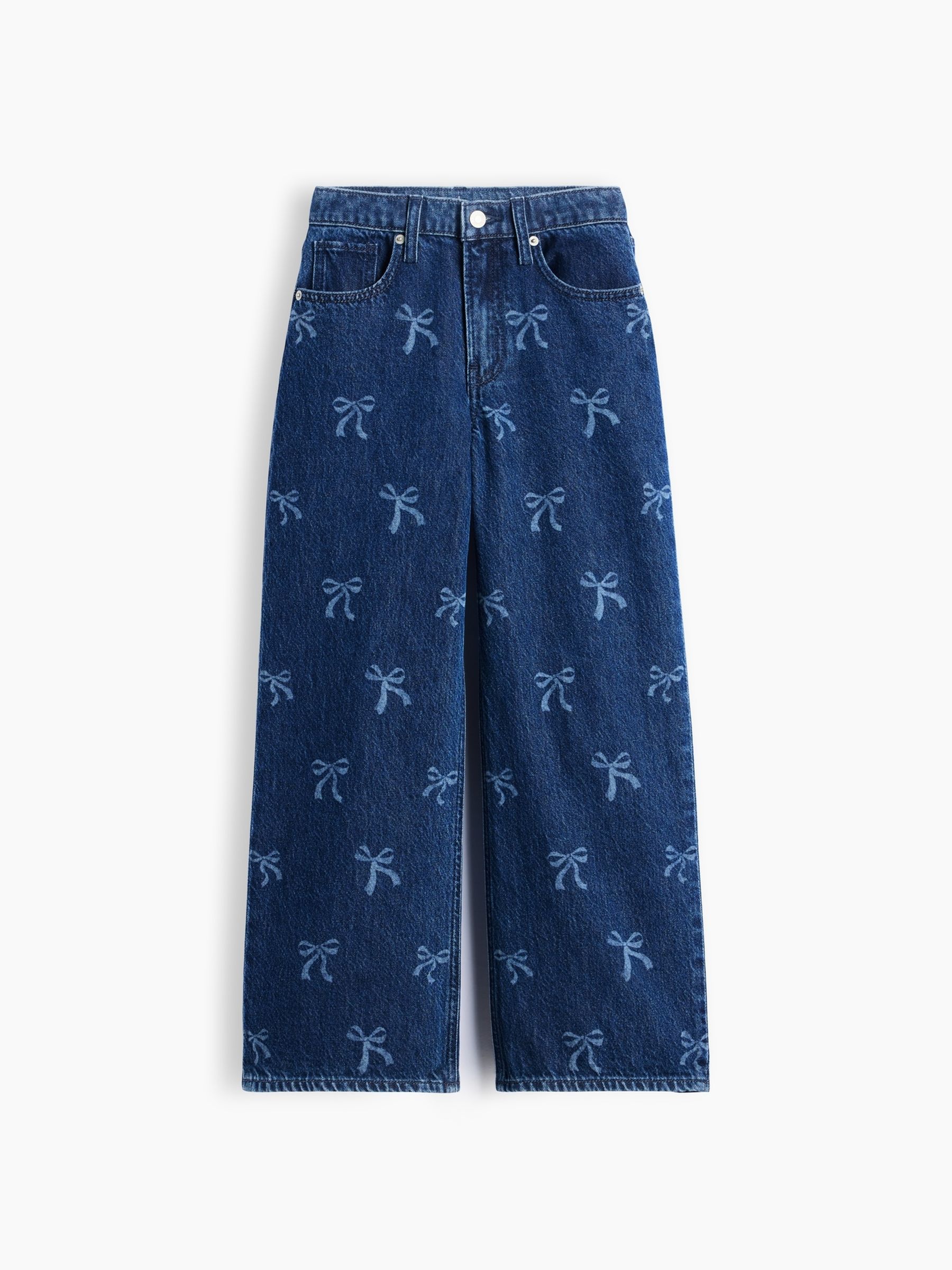 Dark Wash Bow Low Rise Stride Wide-Leg Jeans - Image 5 of 5