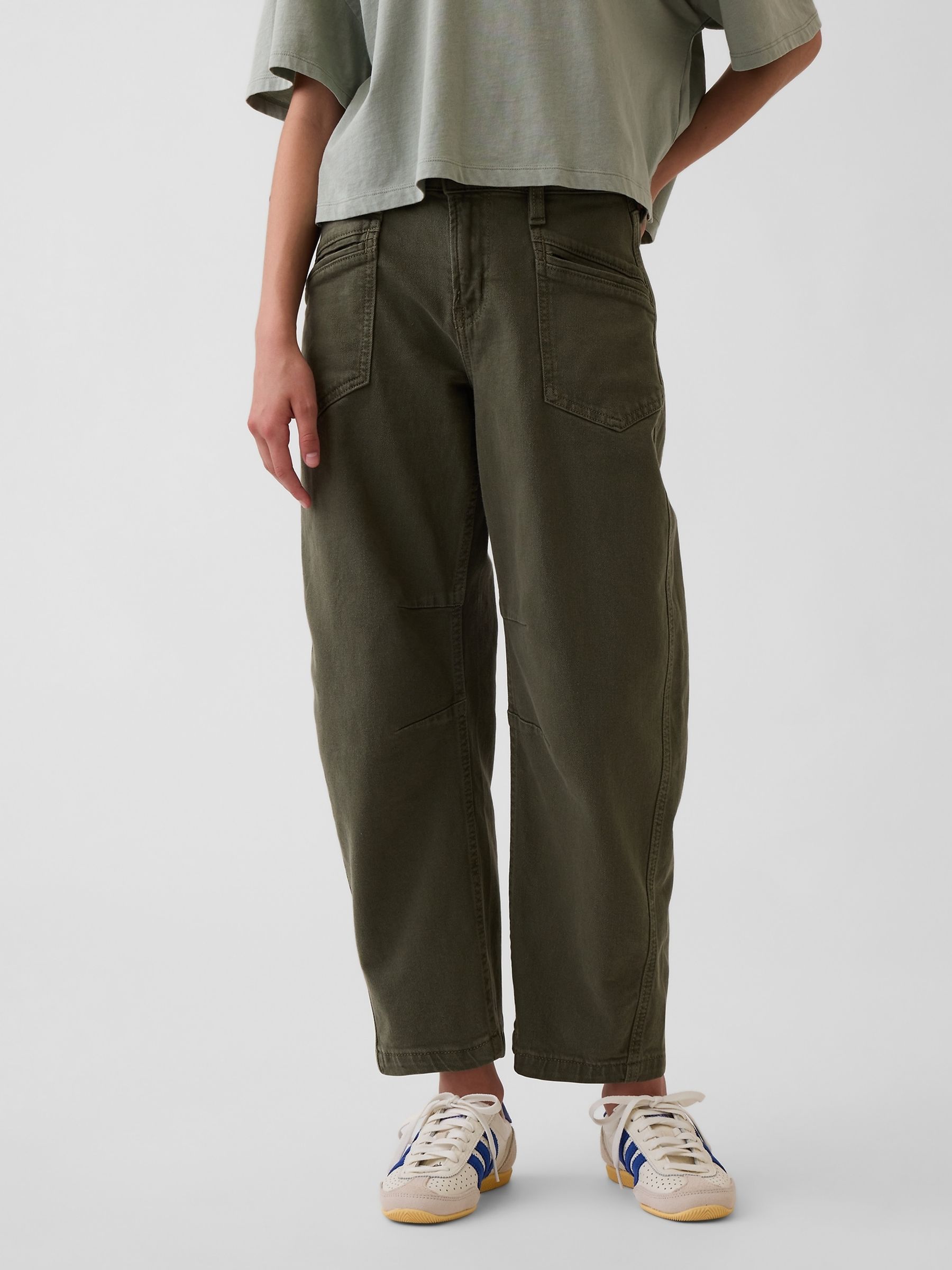 Green High Rise Barrel Jeans - Image 1 of 5