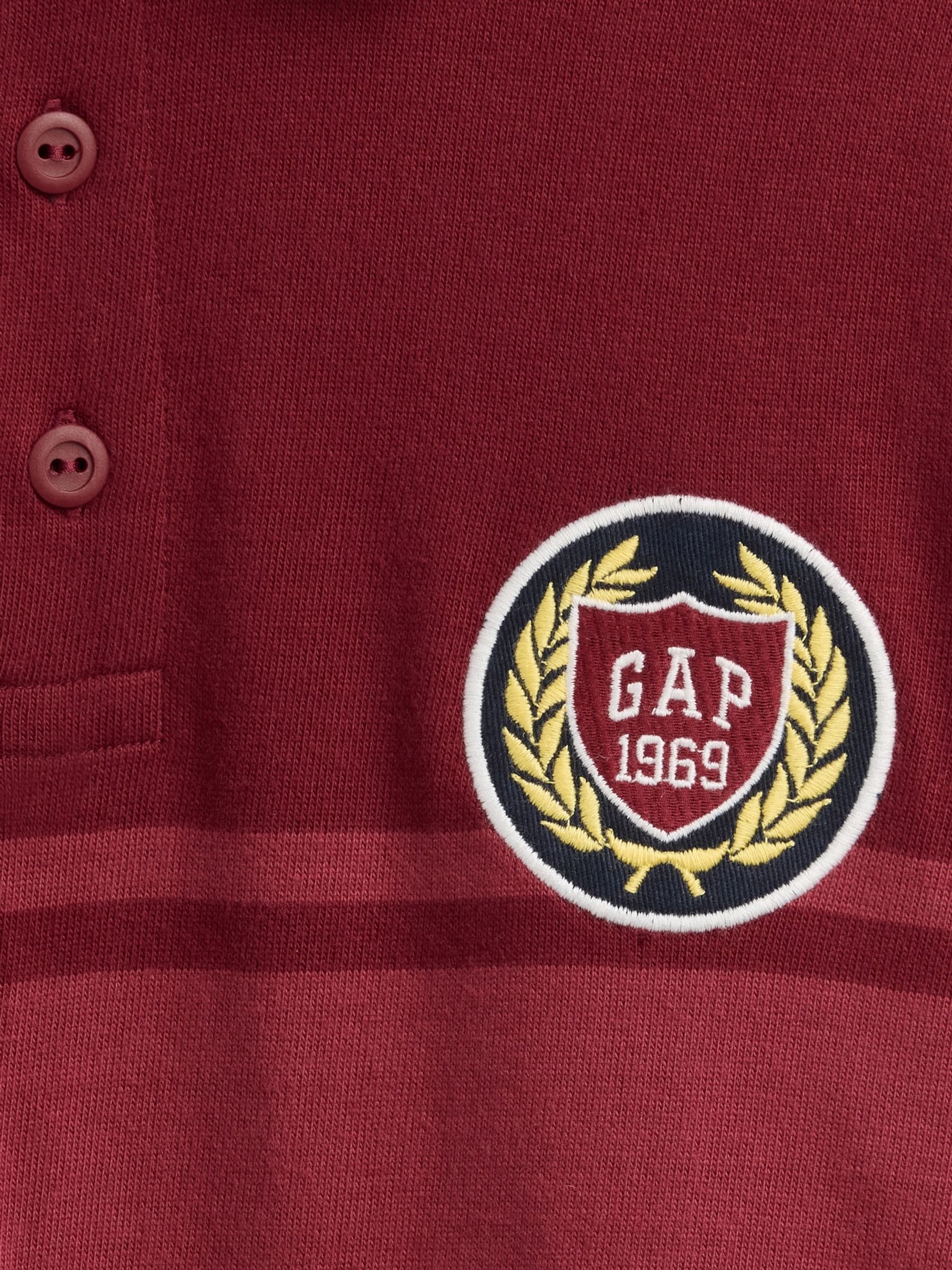Red Relaxed Logo Long Sleeve Polo Shirt - Image 3 of 3 Red Relaxed Logo Long Sleeve Polo Shirt - Image 3 of 3
