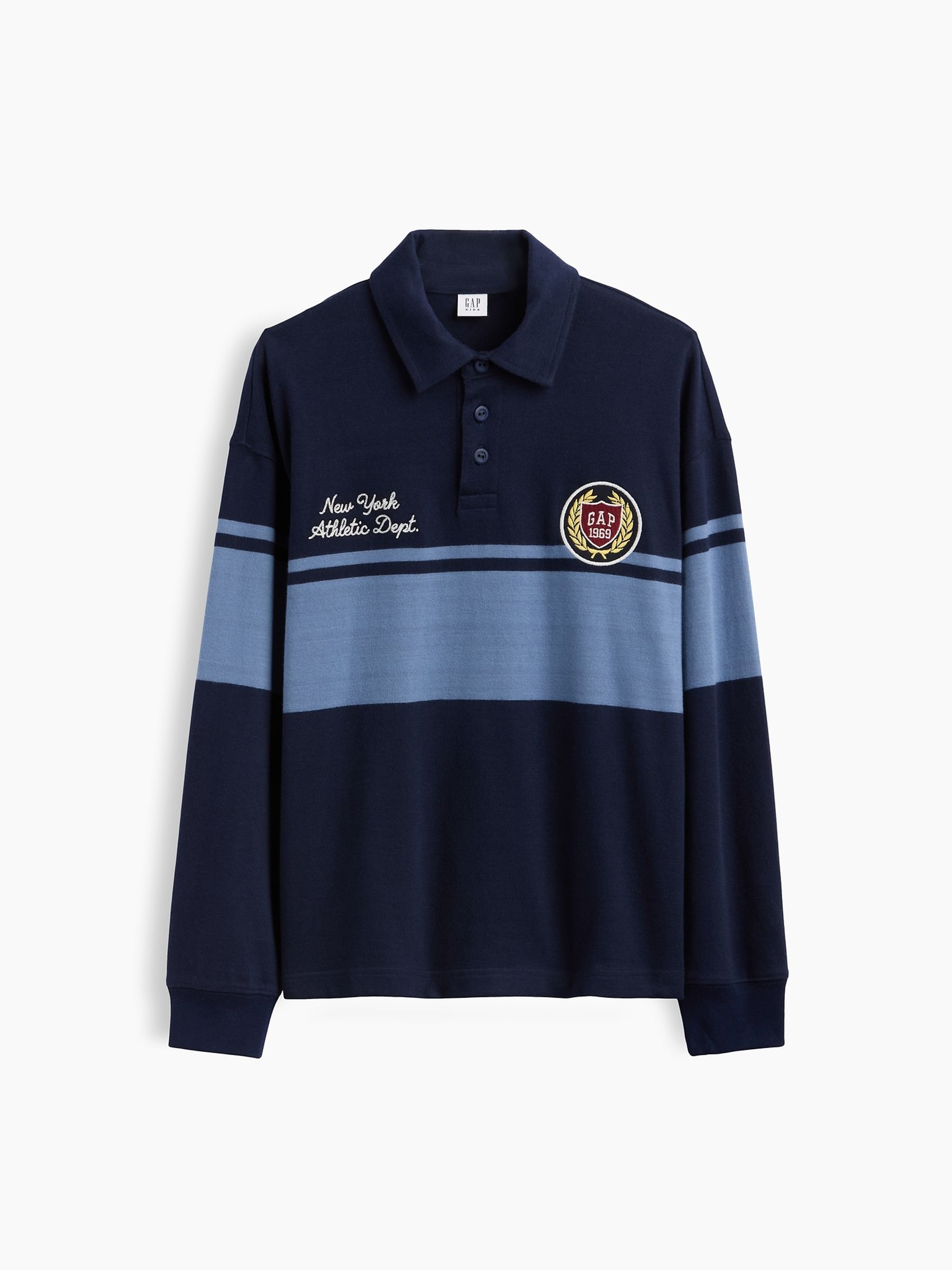 Navy Relaxed Logo Long Sleeve Polo Shirt - Image 1 of 3