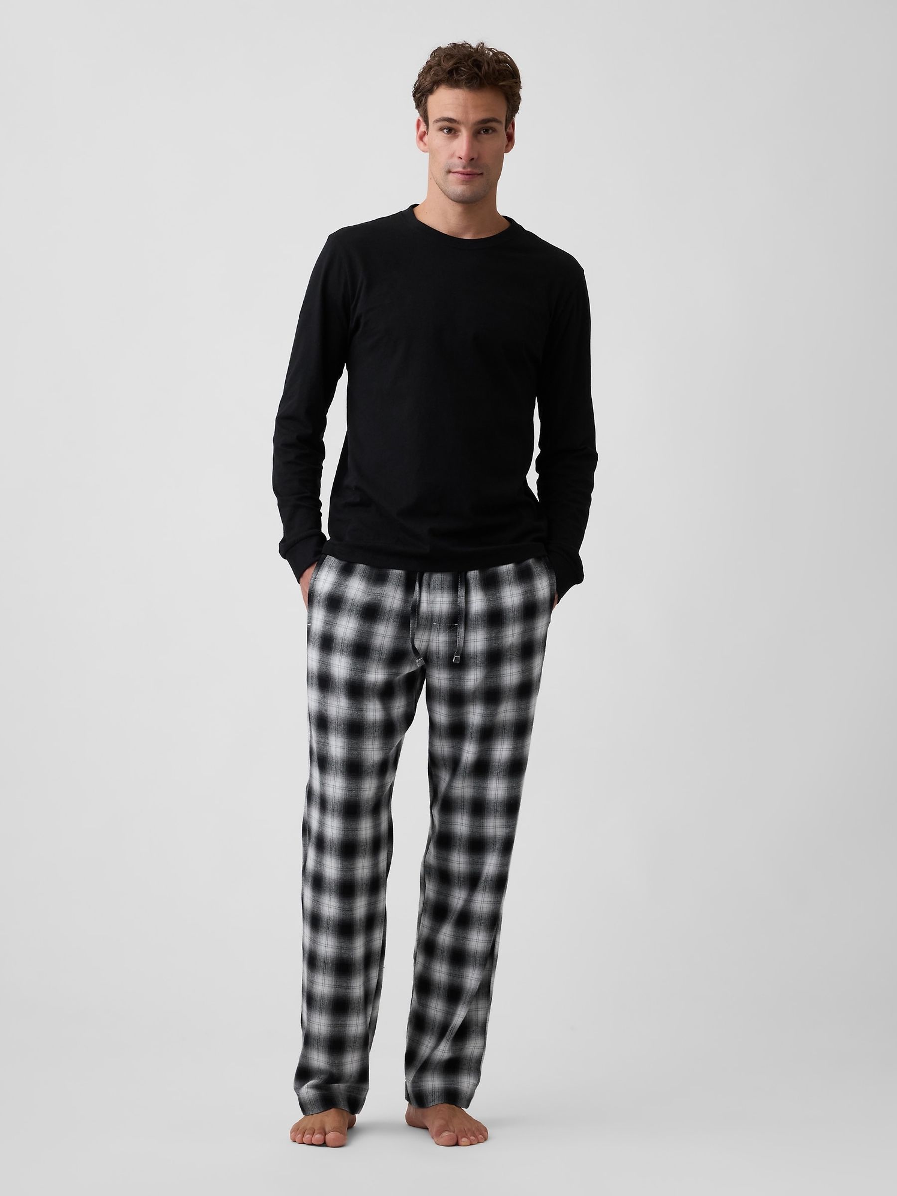 Black Check Relaxed Flannel Pyjama Bottoms - Image 3 of 4