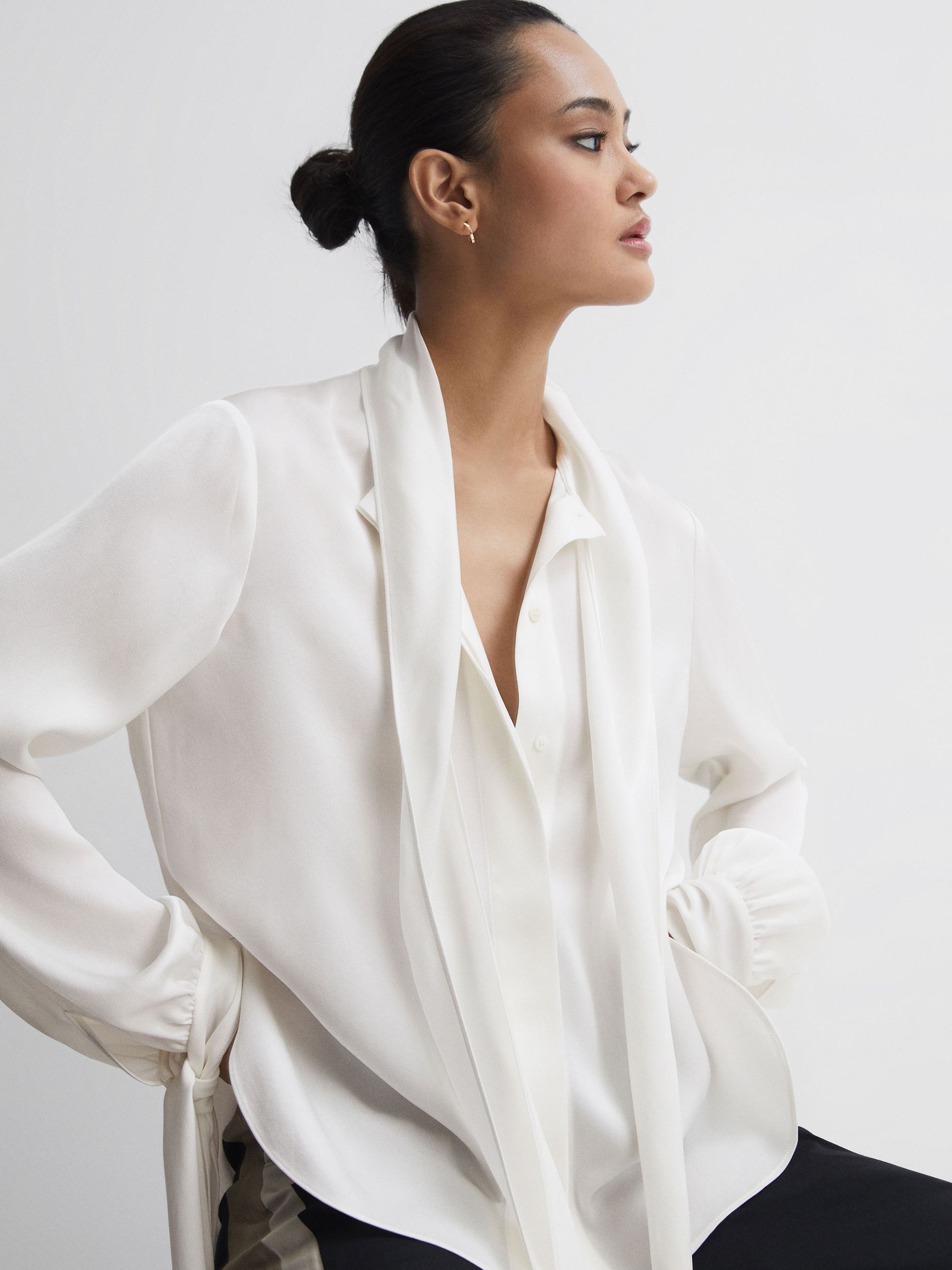 Tie Detail Blouse in Ivory - Image 1 of 5