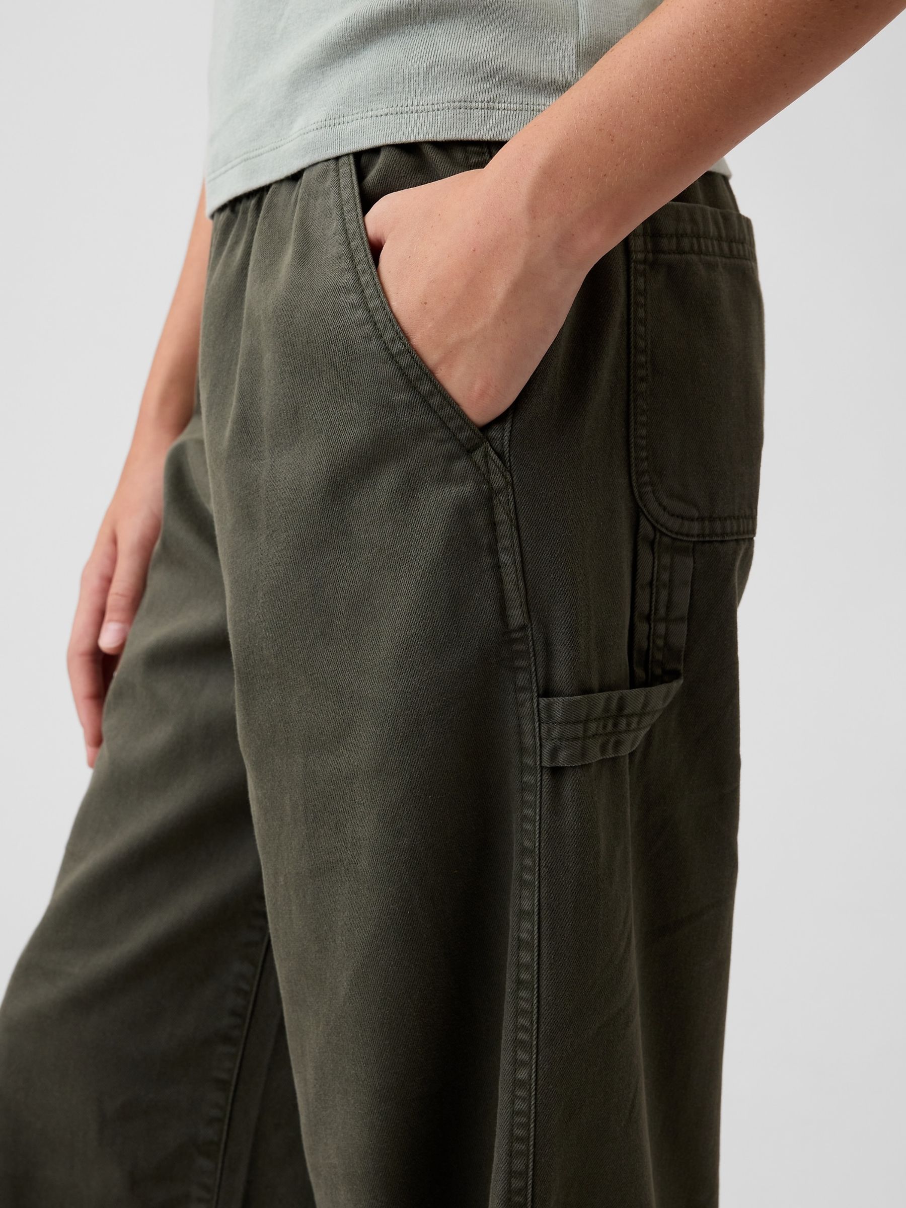 Green Easy Wide-Leg Utility Trousers - Image 4 of 5