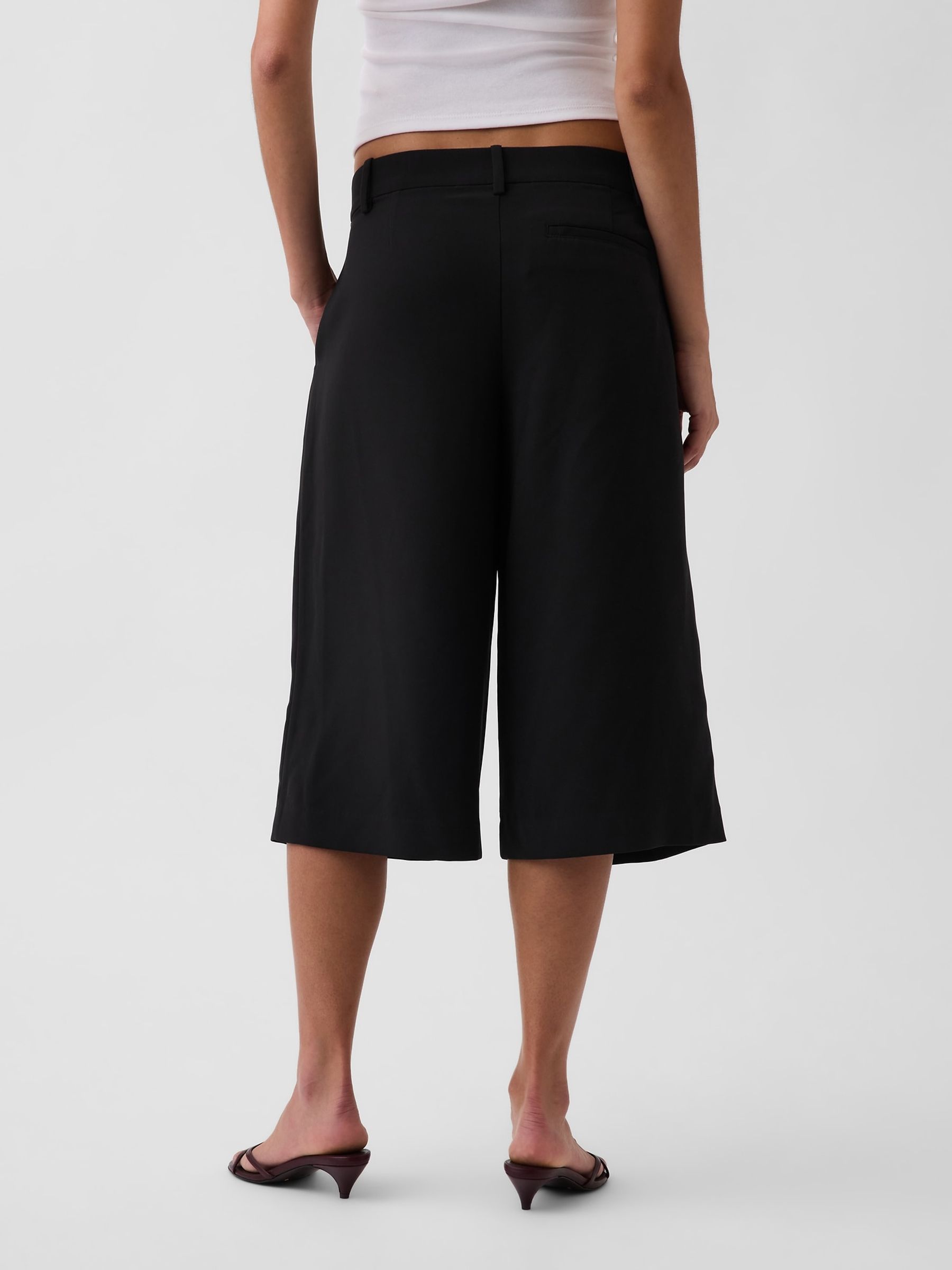Black Low Rise Culotte Trousers - Image 2 of 5