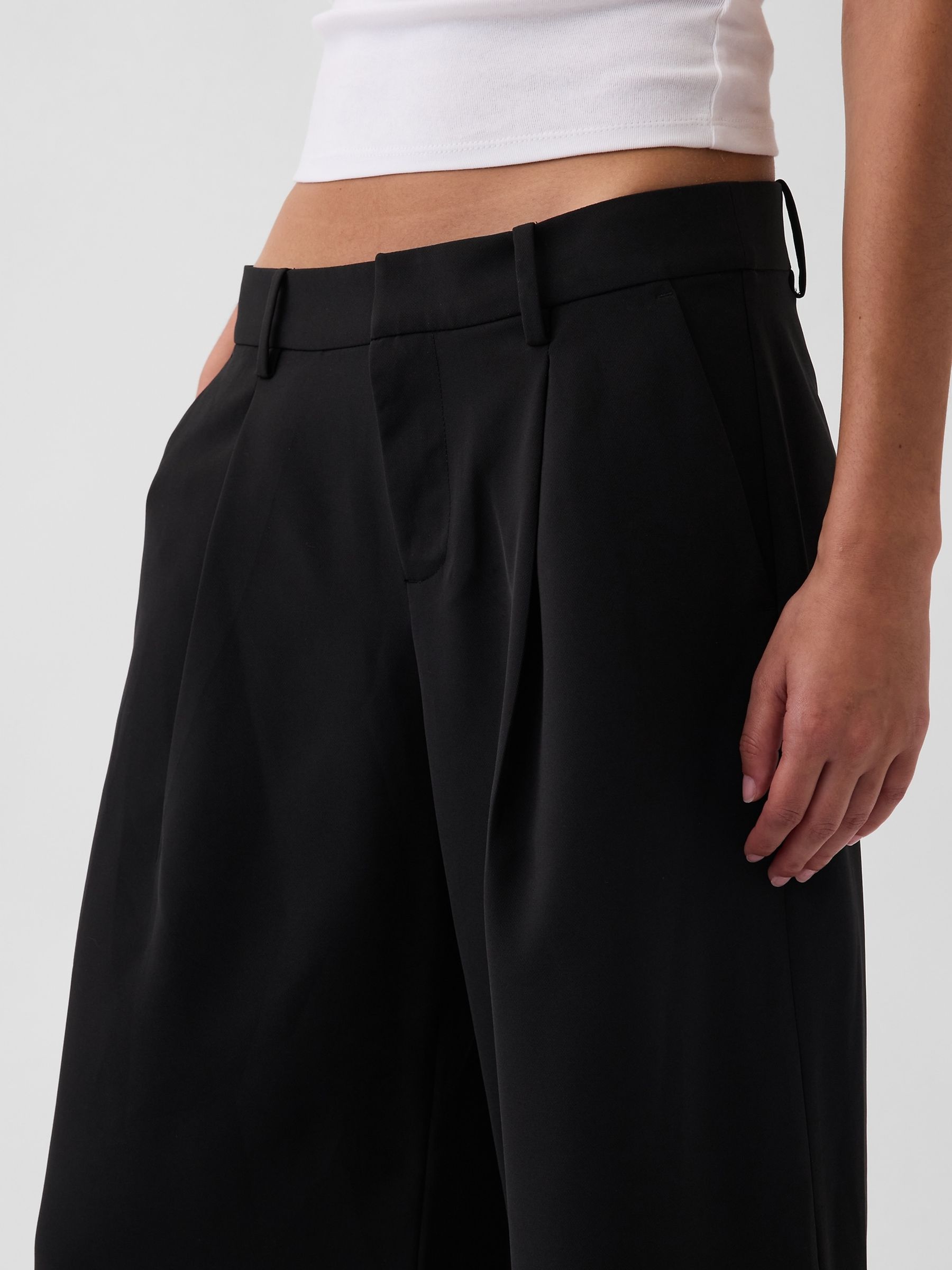 Black Low Rise Culotte Trousers - Image 5 of 5