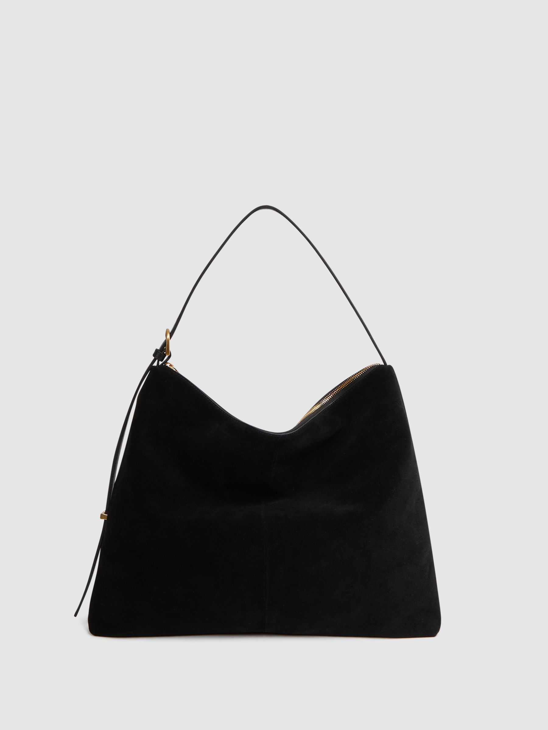 Leather Suede Handbag in Black - Image 3 of 6