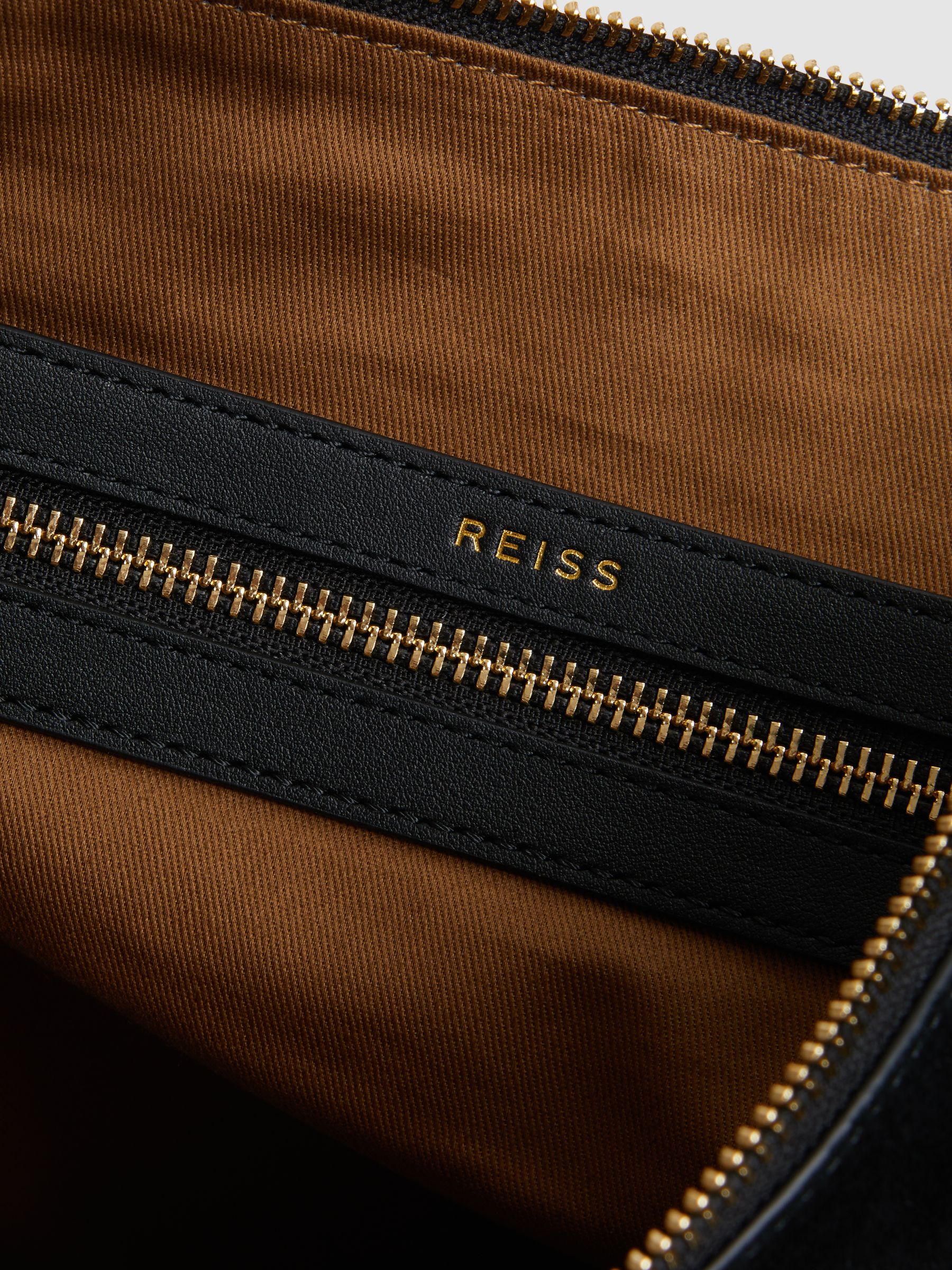 Leather Suede Handbag in Black - Image 4 of 6