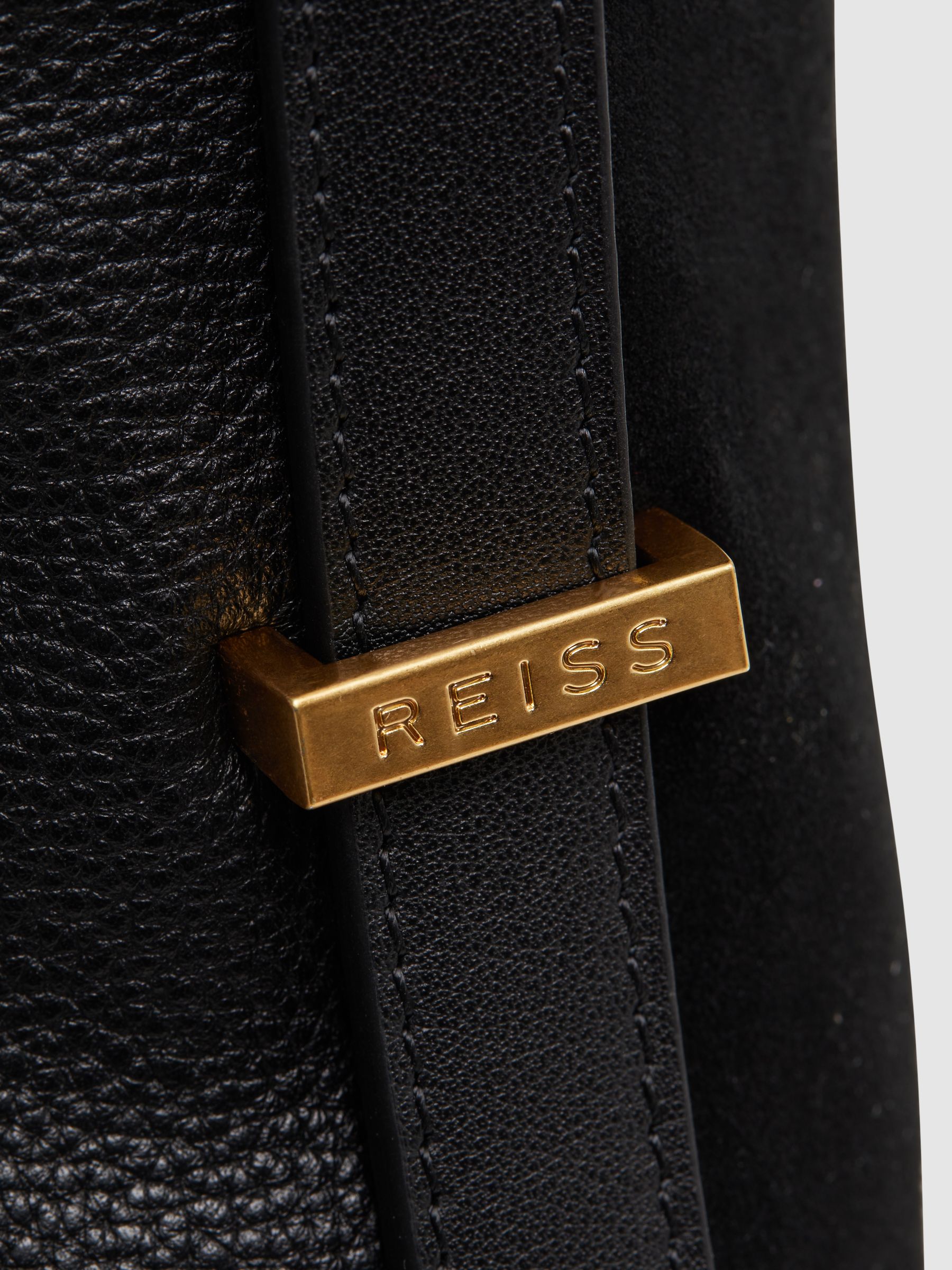 Leather Suede Handbag in Black - Image 6 of 6