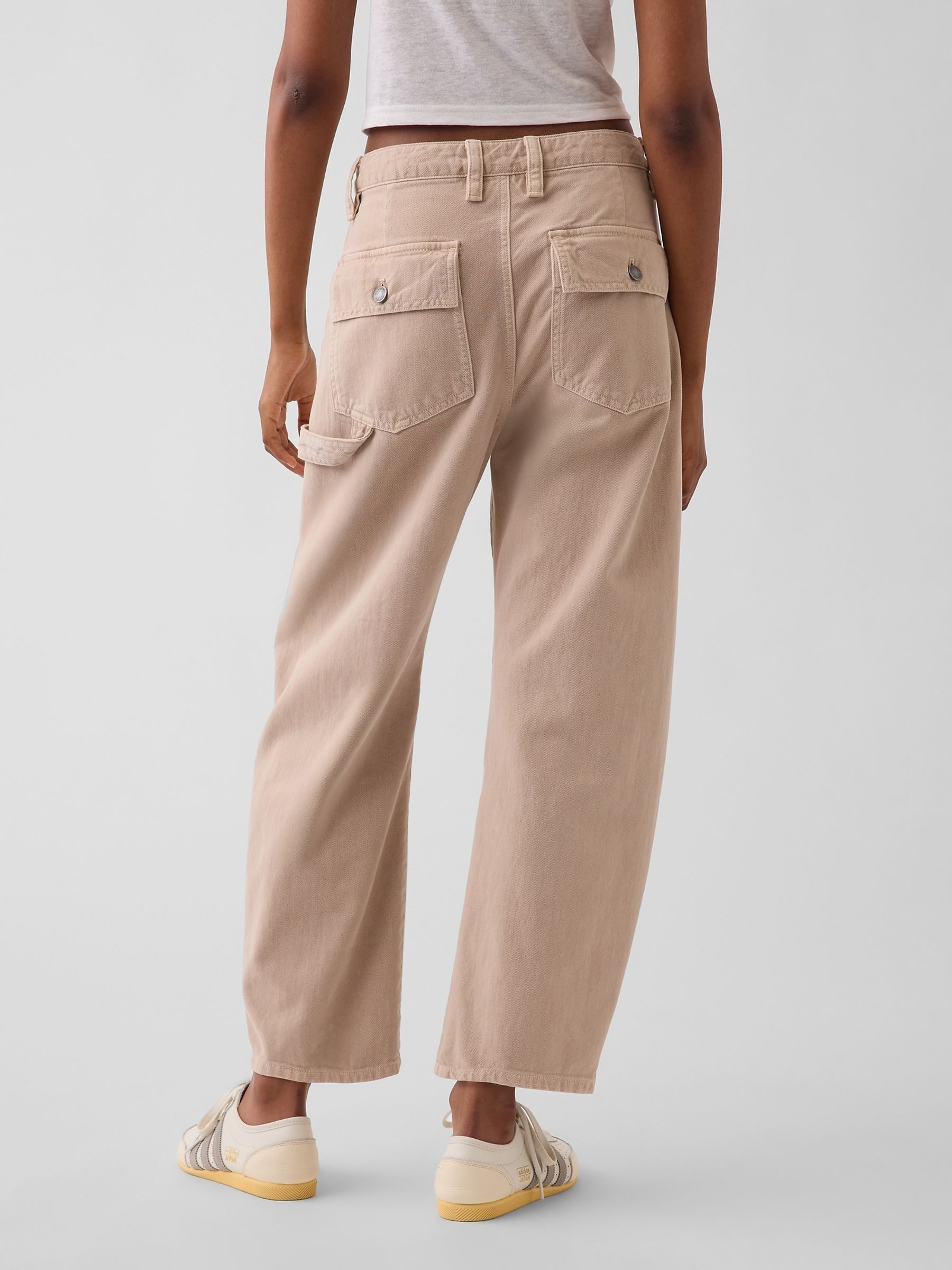 Beige Mid Rise Barrel Utility Ankle Trousers - Image 2 of 5 Beige Mid Rise Barrel Utility Ankle Trousers - Image 2 of 5
