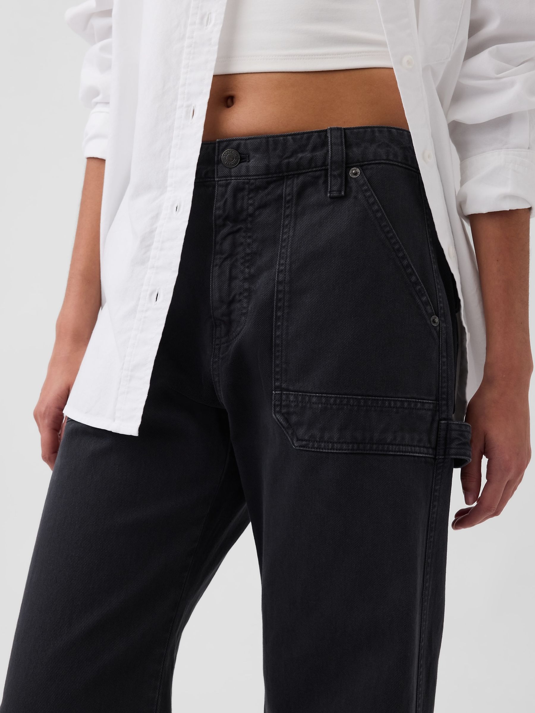 Black Mid Rise Barrel Utility Ankle Trousers - Image 5 of 5