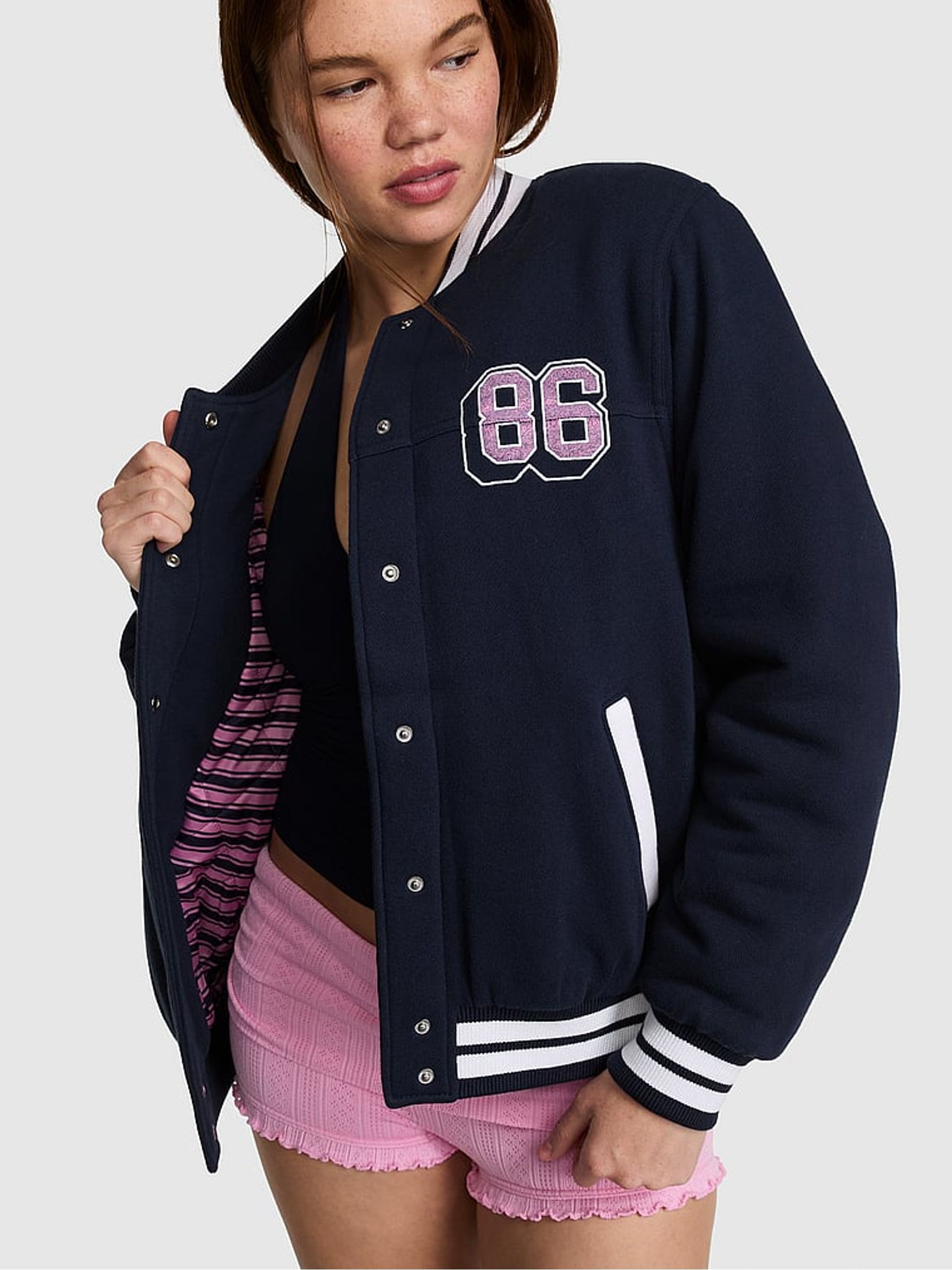 Noir Navy Blue Varsity Jacket - Image 1 of 2