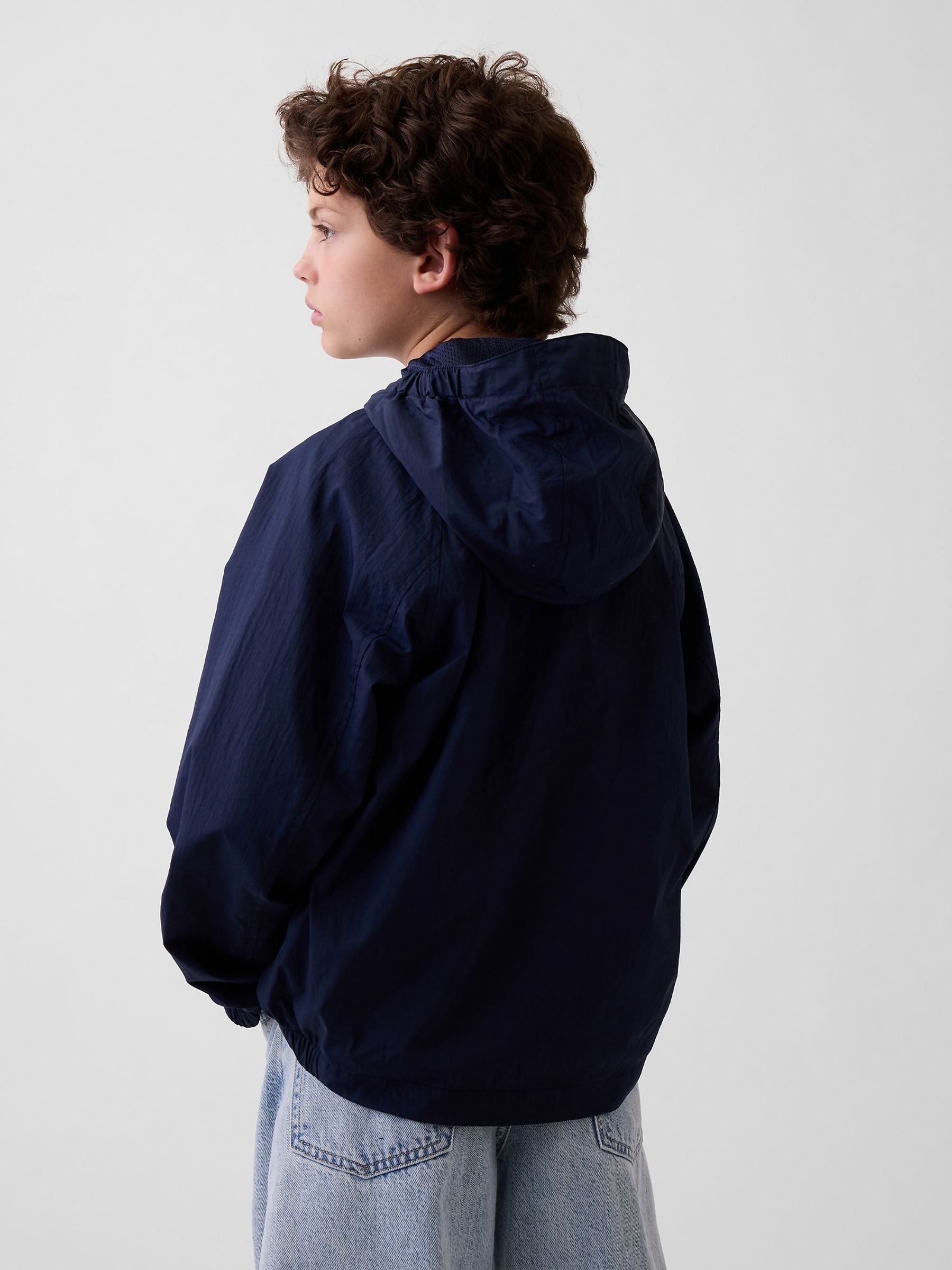 Navy Relaxed Windbreaker - Image 2 of 5 Navy Relaxed Windbreaker - Image 2 of 5