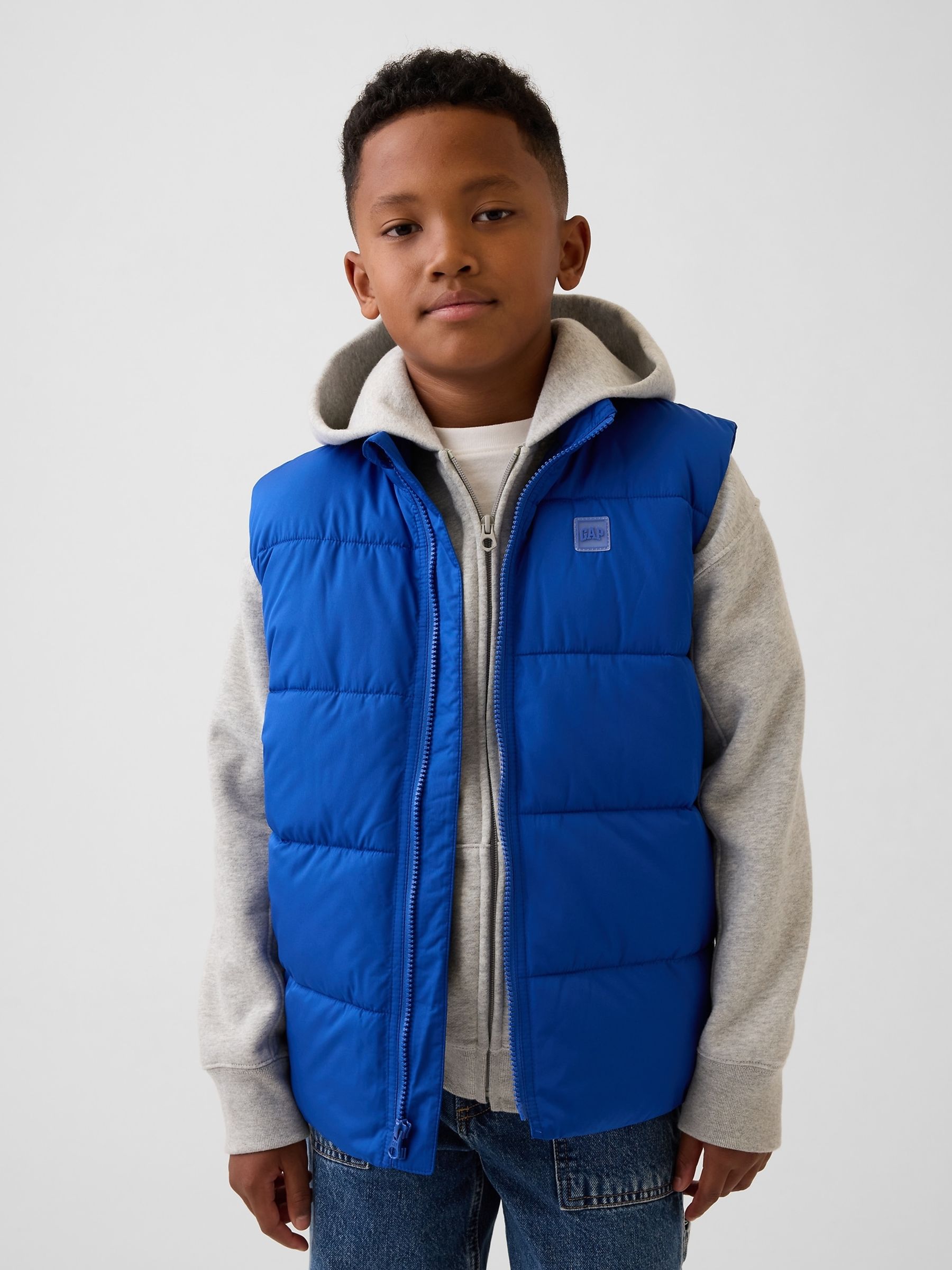 Blue Relaxed Puffer Gilet - Image 1 of 5 Blue Relaxed Puffer Gilet - Image 1 of 5