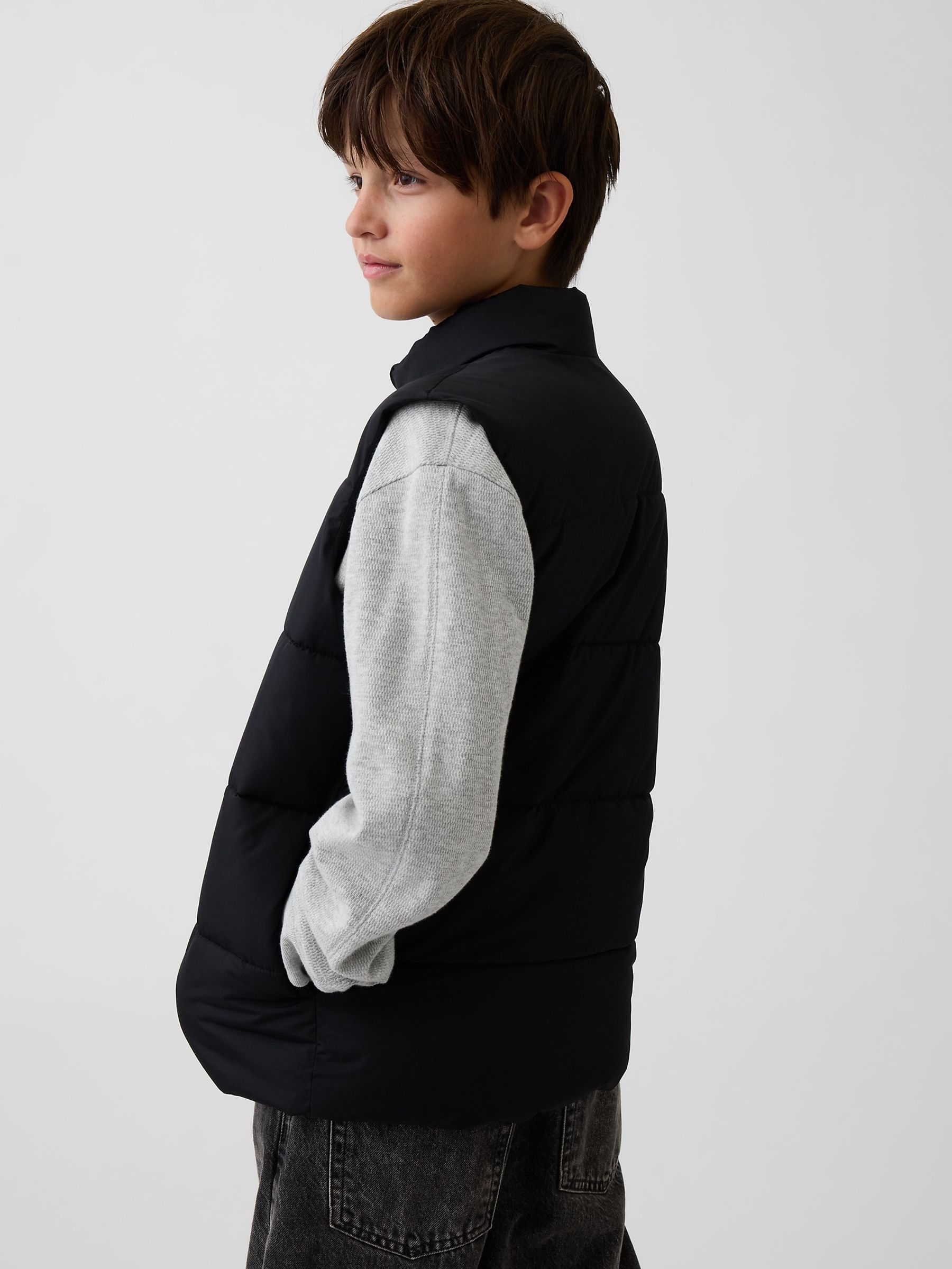 Black Relaxed Puffer Gilet - Image 2 of 5 Black Relaxed Puffer Gilet - Image 2 of 5