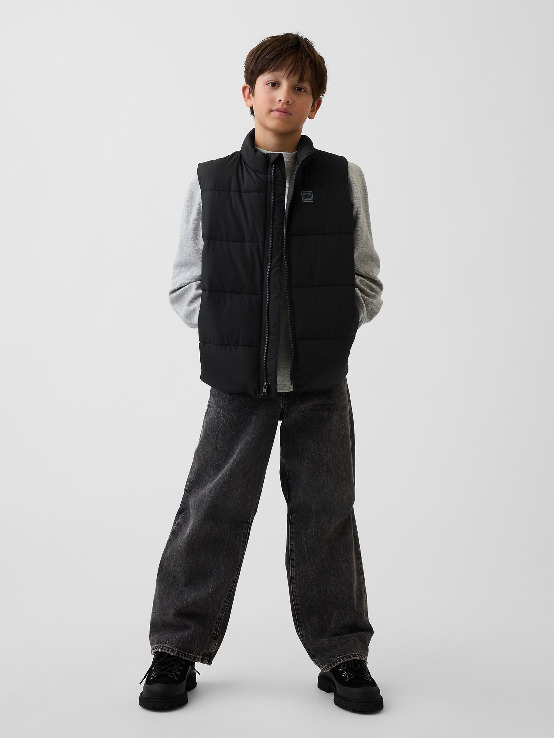 Black Relaxed Puffer Gilet - Image 3 of 5