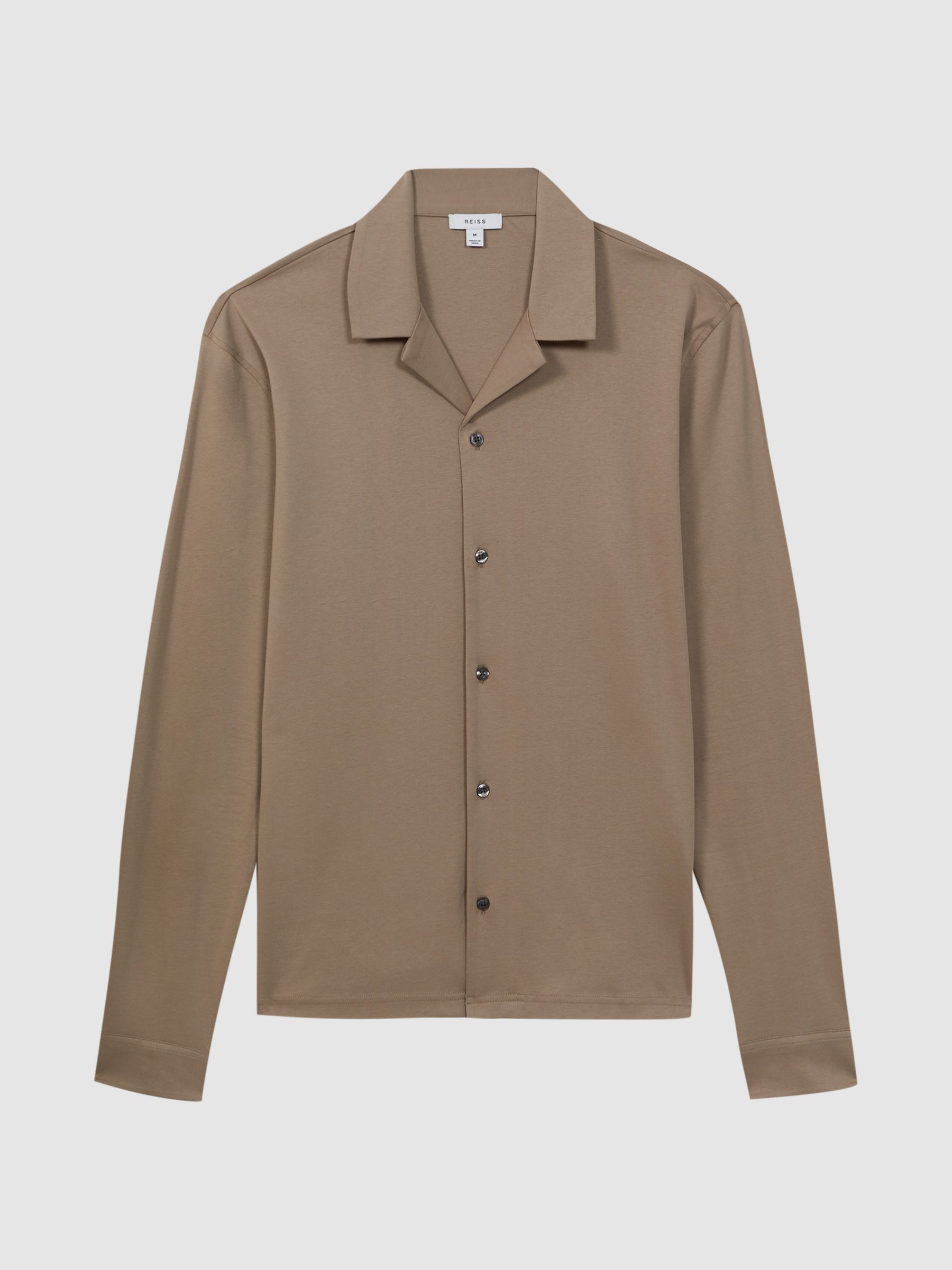 Mercerised Cotton Long Sleeve Shirt in Fawn - Image 2 of 4 Mercerised Cotton Long Sleeve Shirt in Fawn - Image 2 of 4