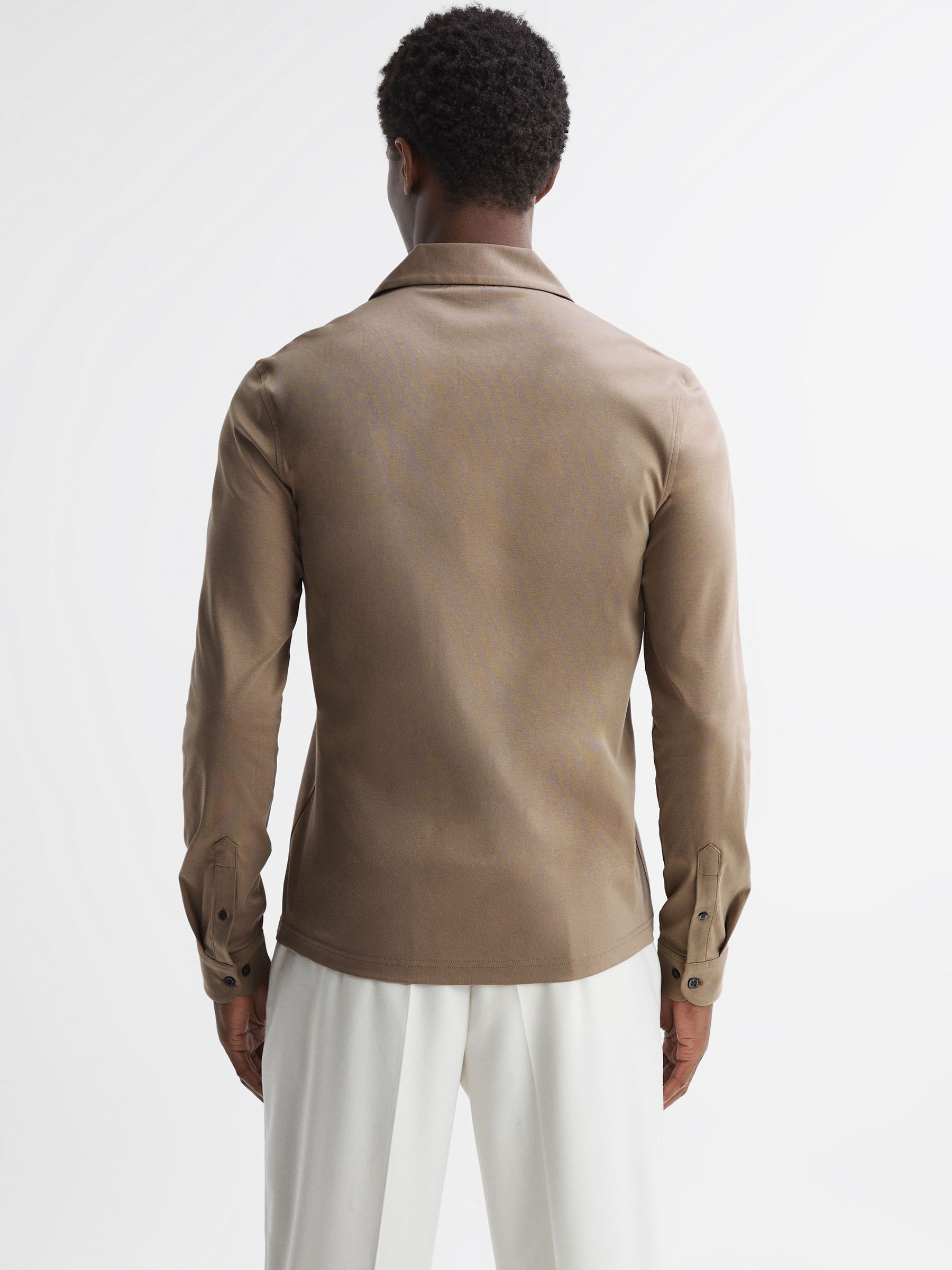 Mercerised Cotton Long Sleeve Shirt in Fawn - Image 4 of 4