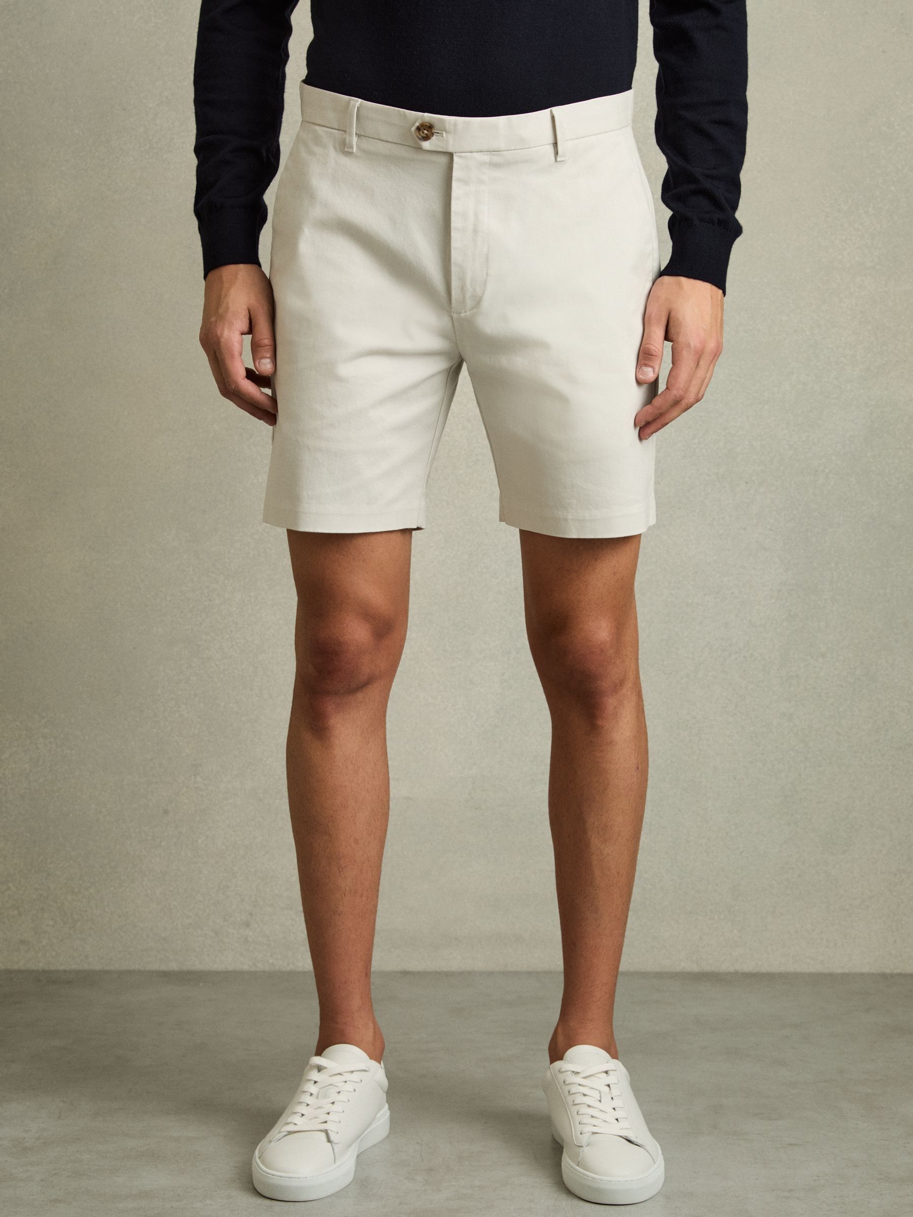 Short Length Casual Chino Shorts in Chalk - Image 3 of 6
