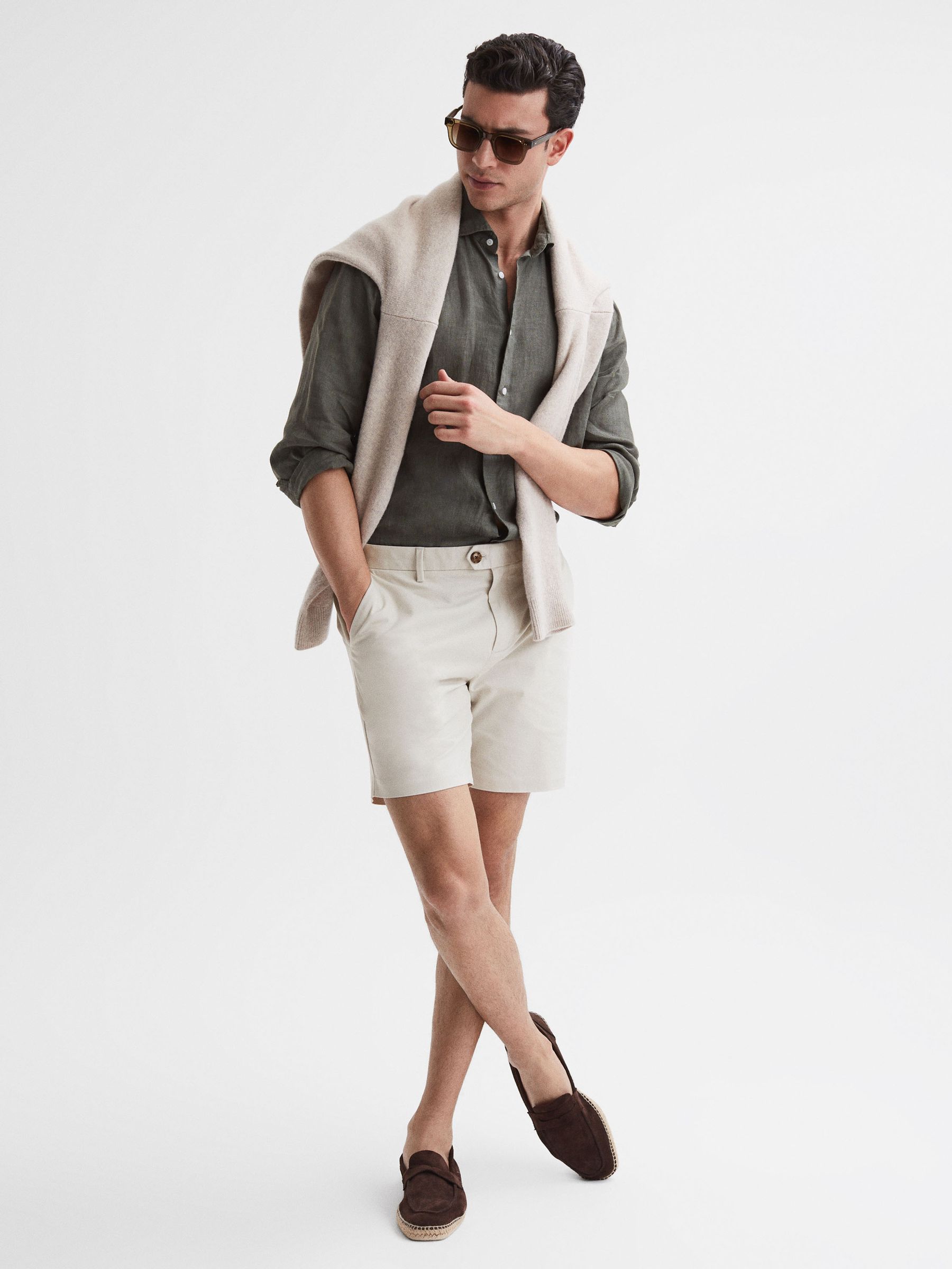 Short Length Casual Chino Shorts in Chalk - Image 6 of 6