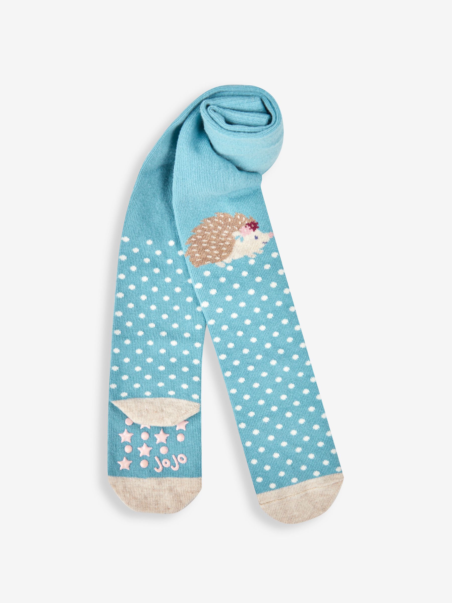Duck Egg Cotton Rich Hedgehog Knee Tights - Image 1 of 2