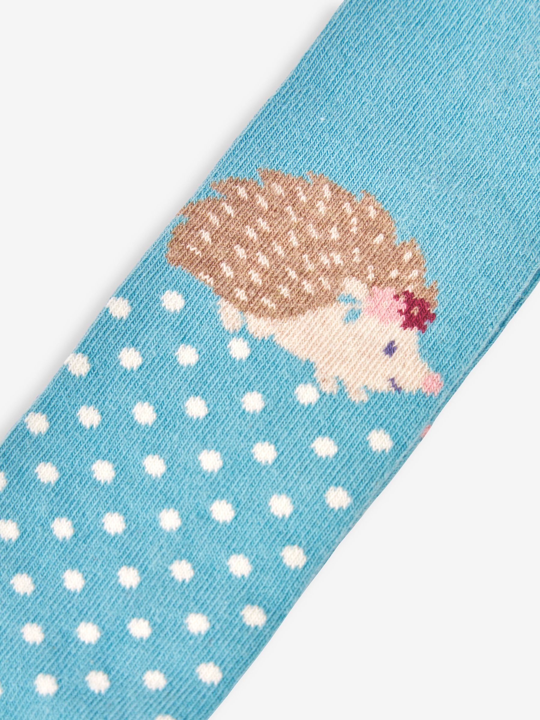 Duck Egg Cotton Rich Hedgehog Knee Tights - Image 2 of 2