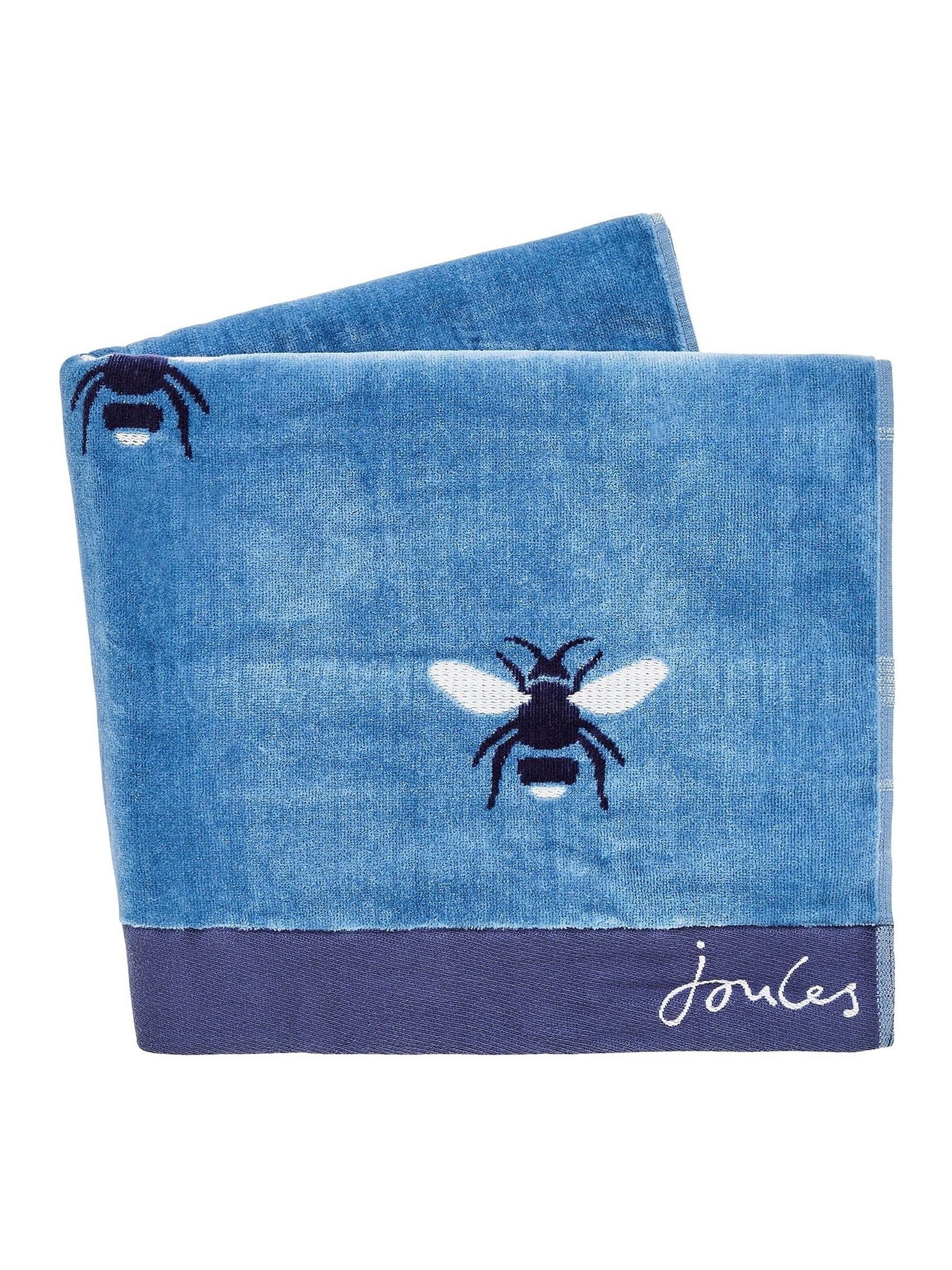 Pale Blue 100% Cotton Botanical Bee Towel - Image 1 of 2