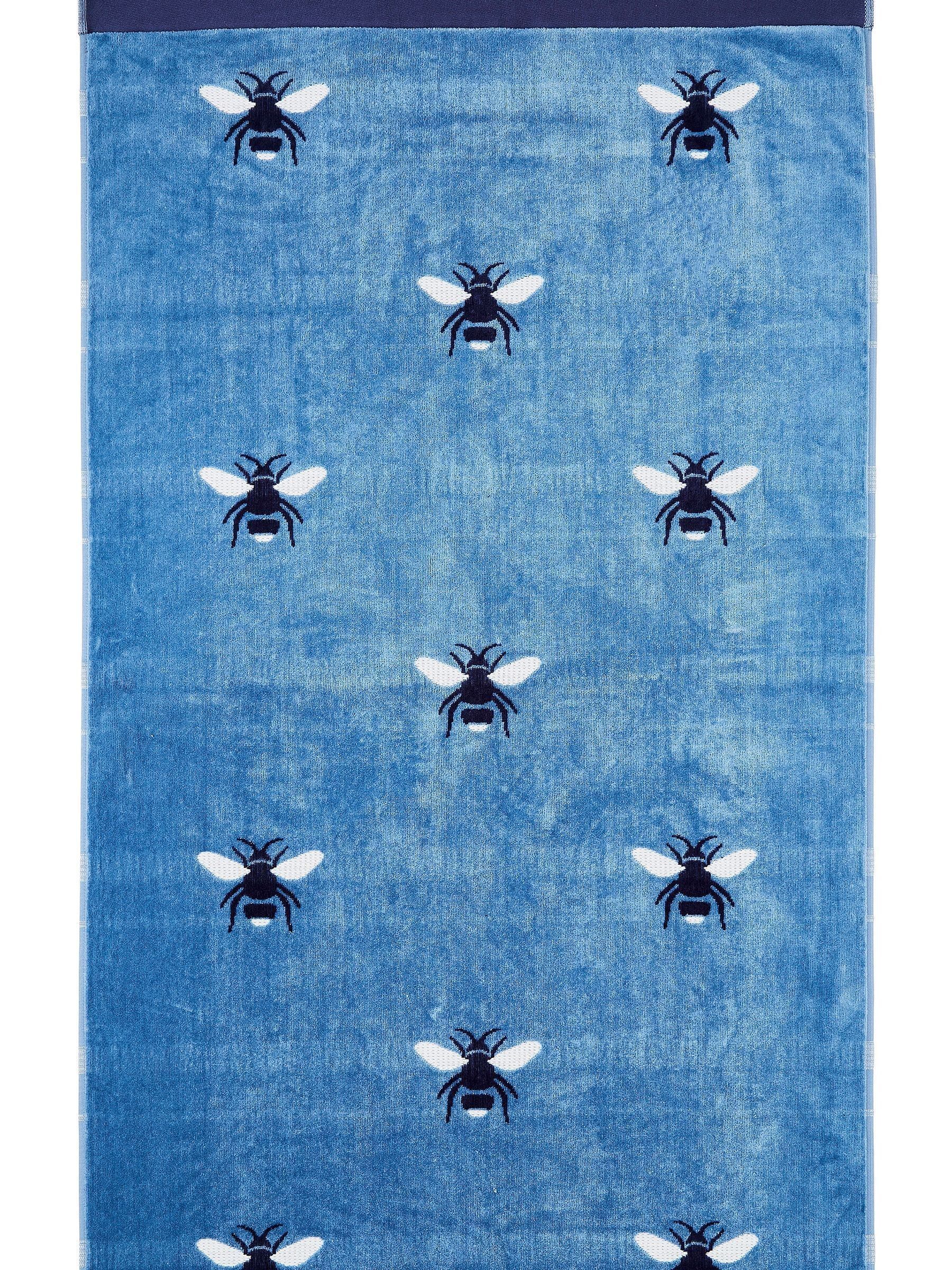 Pale Blue 100% Cotton Botanical Bee Towel - Image 2 of 2