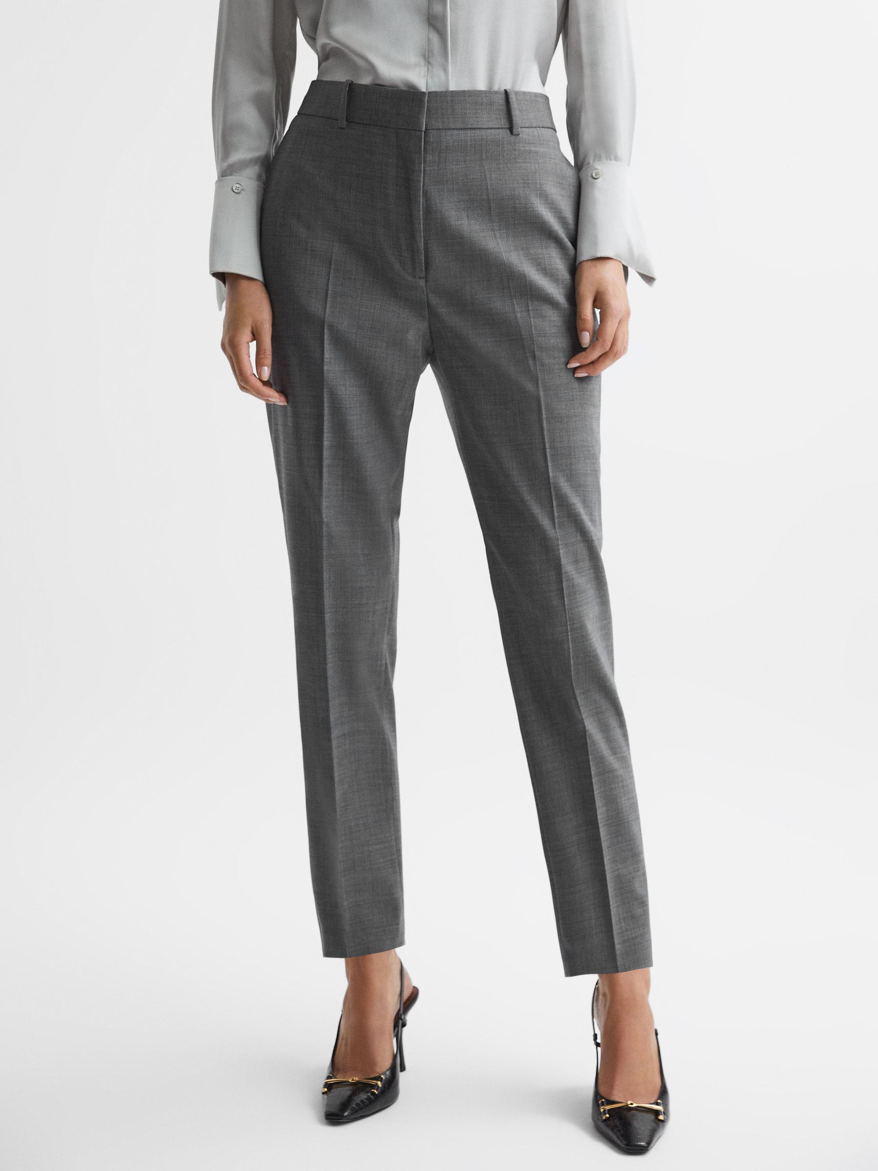 Slim Fit Wool Blend Suit Trousers in Grey - Image 1 of 5 Slim Fit Wool Blend Suit Trousers in Grey - Image 1 of 5