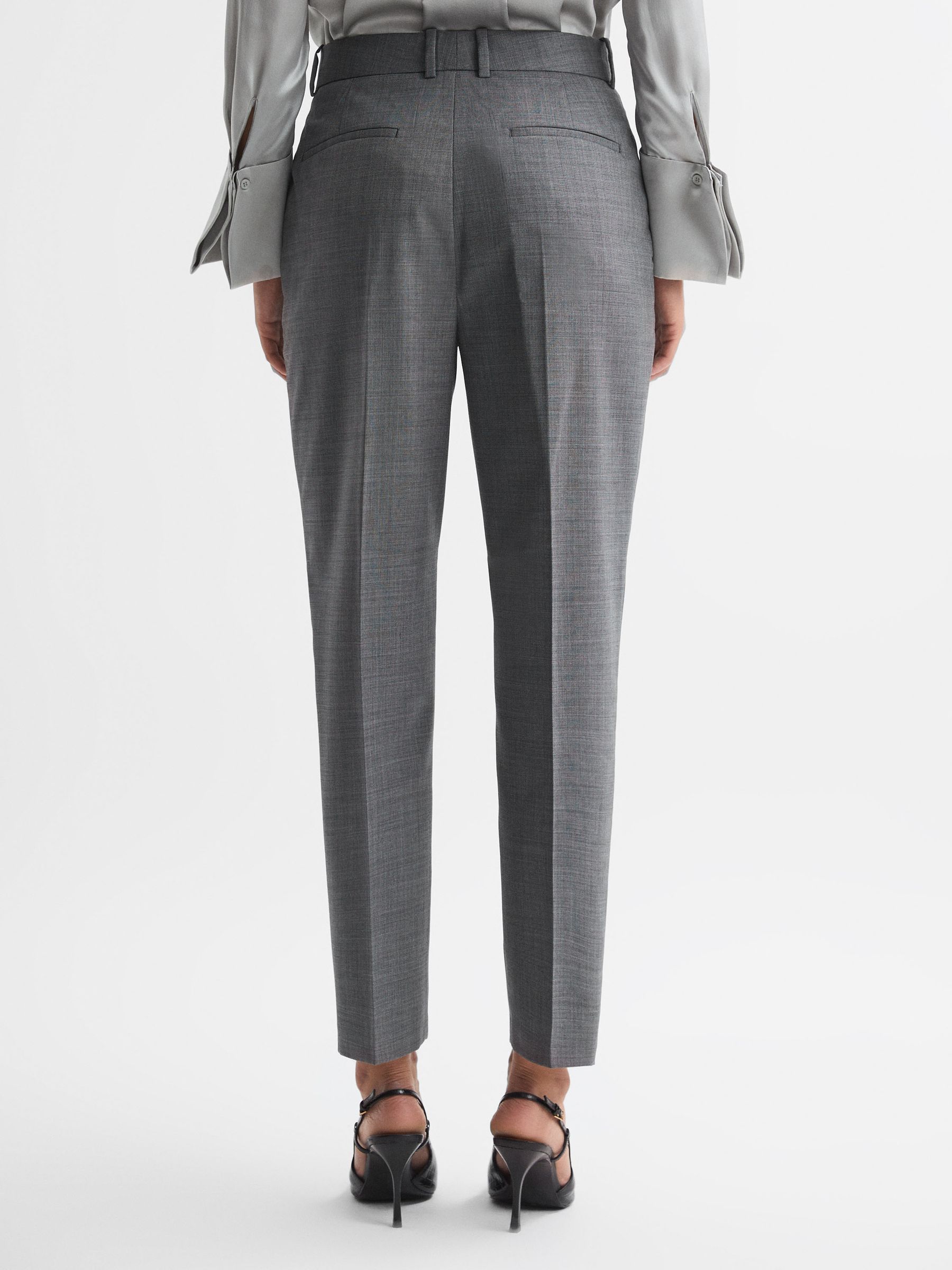 Slim Fit Wool Blend Suit Trousers in Grey - Image 5 of 5