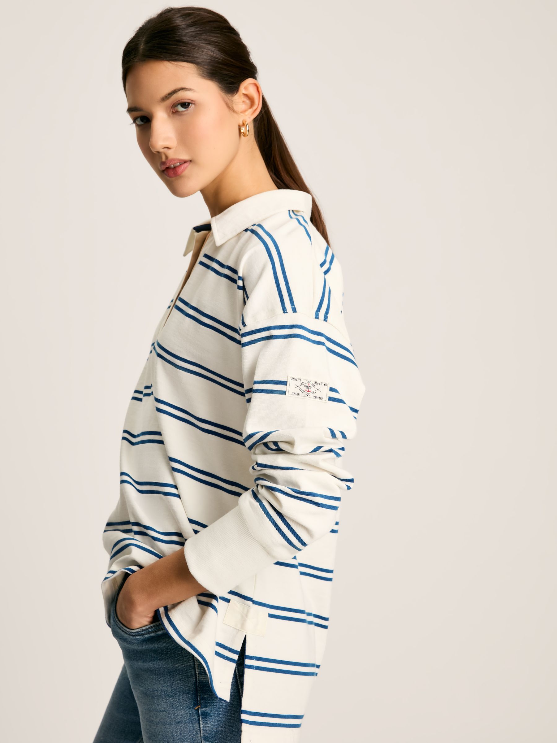 Bayside Cream/Navy Cotton Deck Shirt - Image 6 of 7