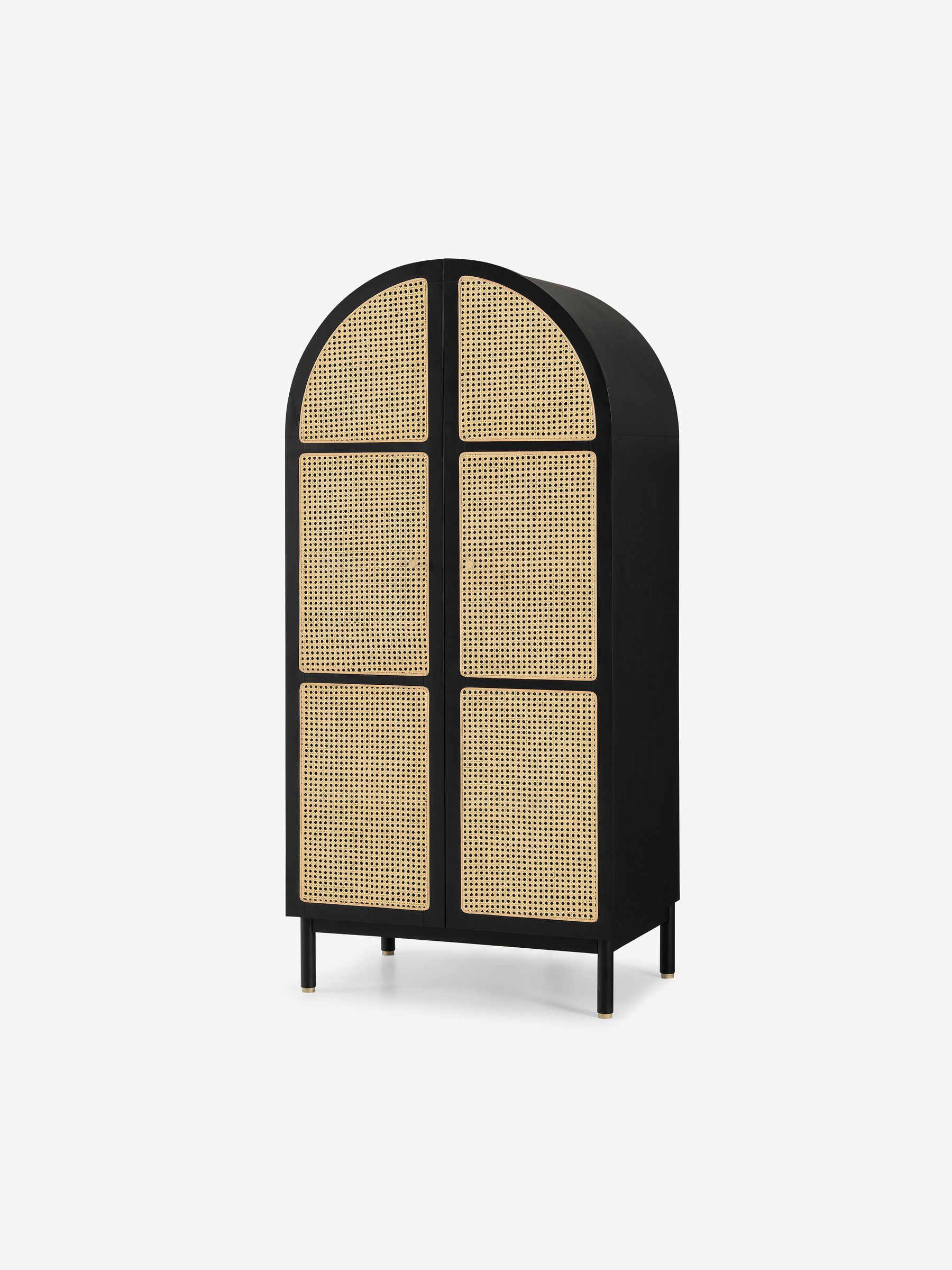 Ankhara Wardrobe in Black Stain Oak and Rattan - Image 1 of 3